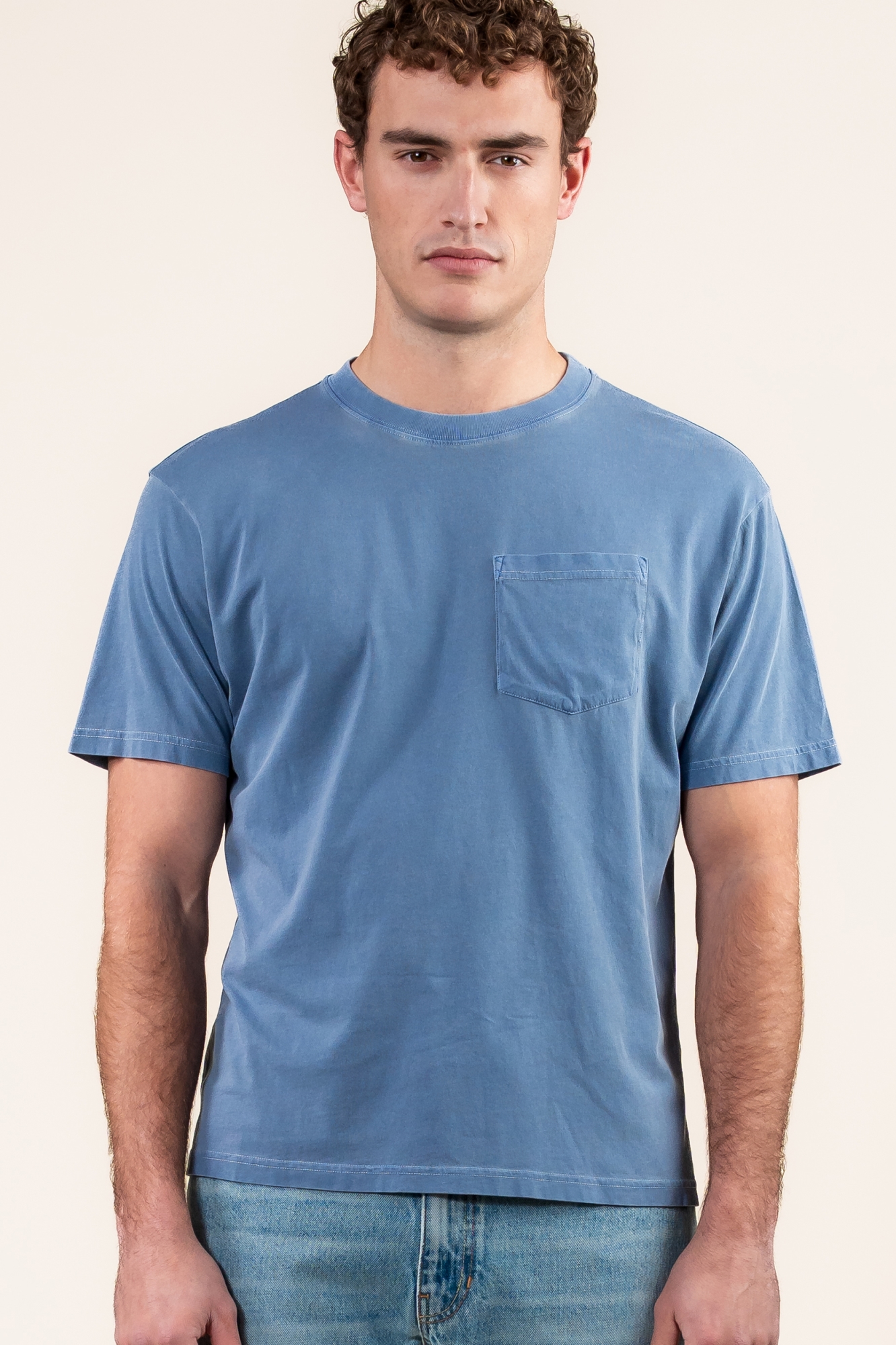 Image of Kuyichi mannen vegan Ralph Steel Blue T-Shirt