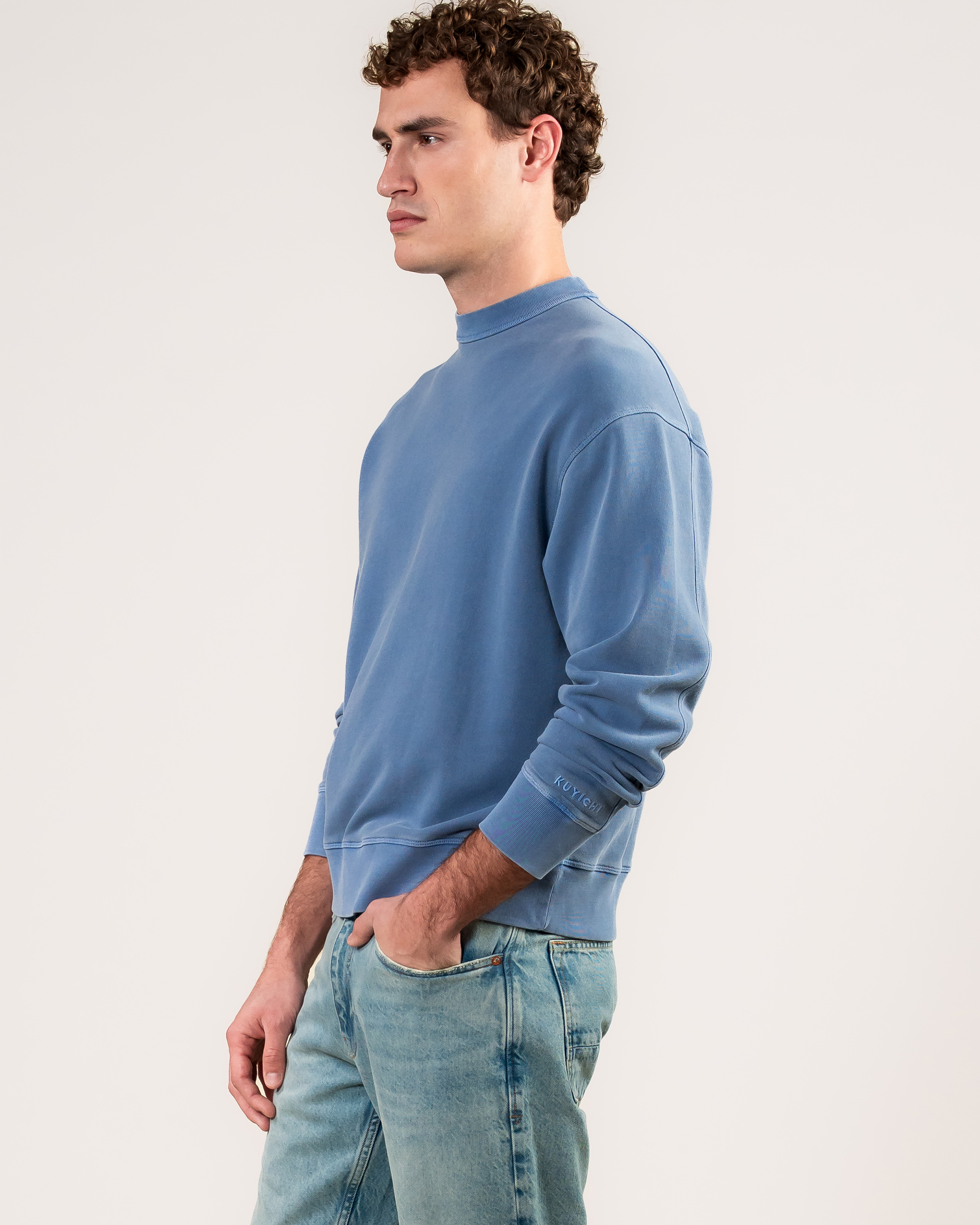 Kuyichi men vegan Sweatshirt Jimi Steel Blue