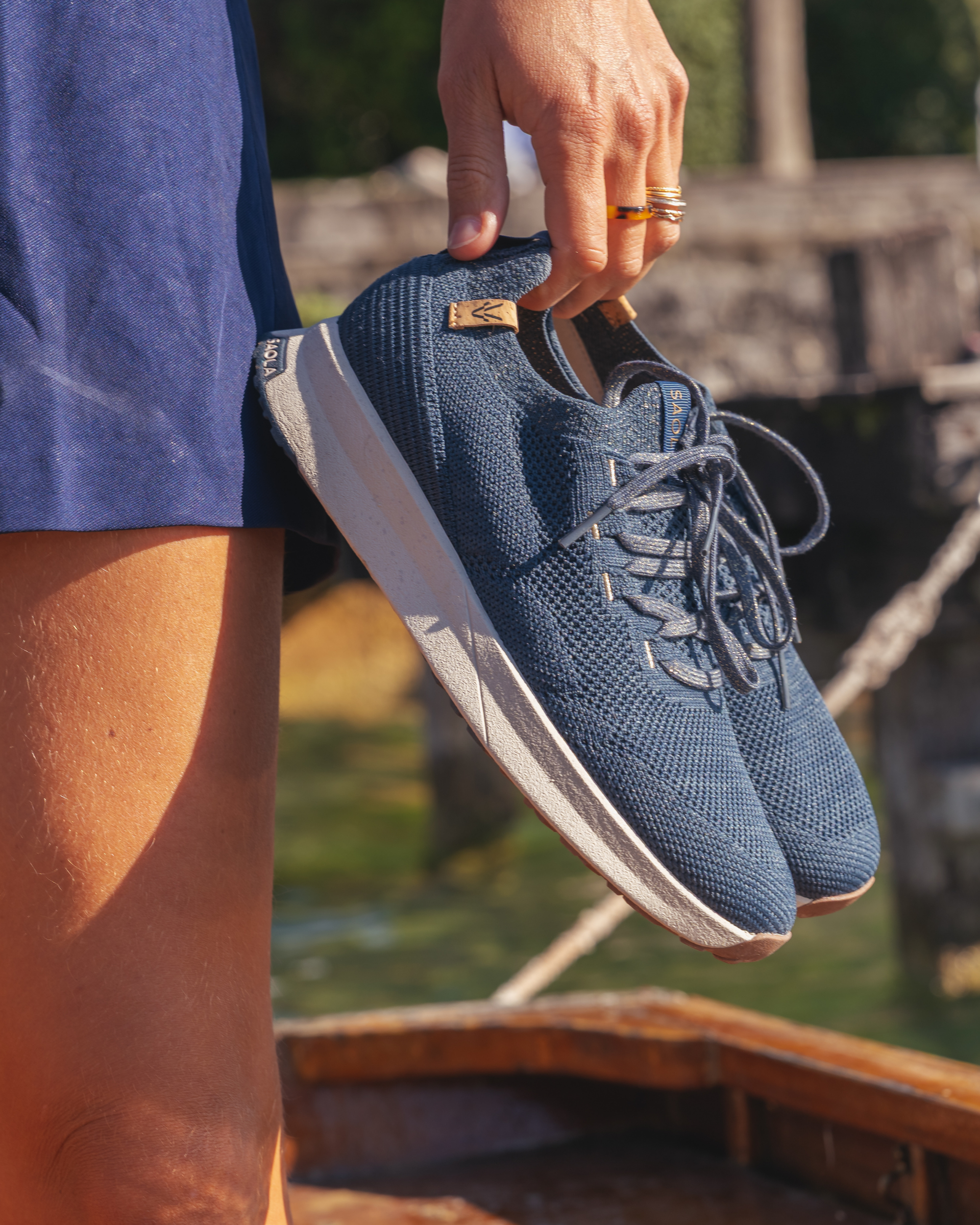 SAOLA womens vegan Sneakers Women Tsavo 3 Navy Gold