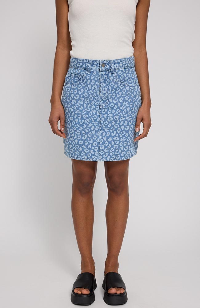 Image of Mazine dames vegan Minirokje Met Print Van Spijkerstof In Blauw