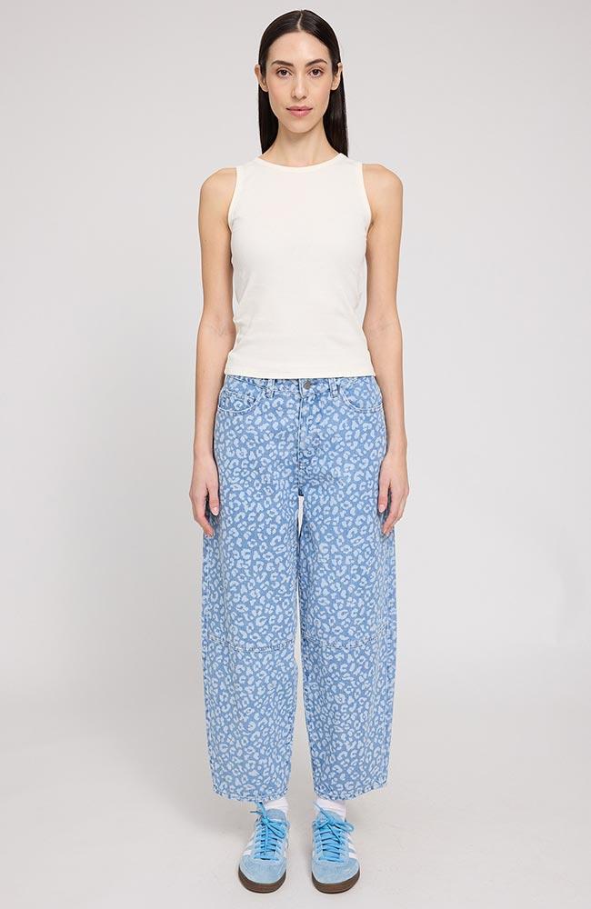 Mazine womens vegan Jeans Printed Barrel Light Blue