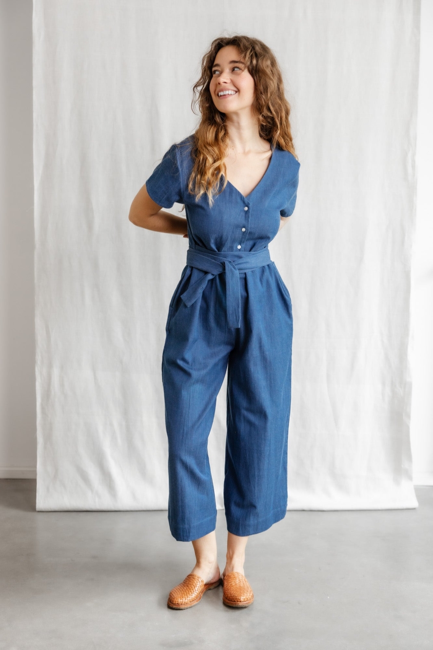 Image of Jyoti Fair Works dames vegan Jumpsuit Amrita Denim Blauw