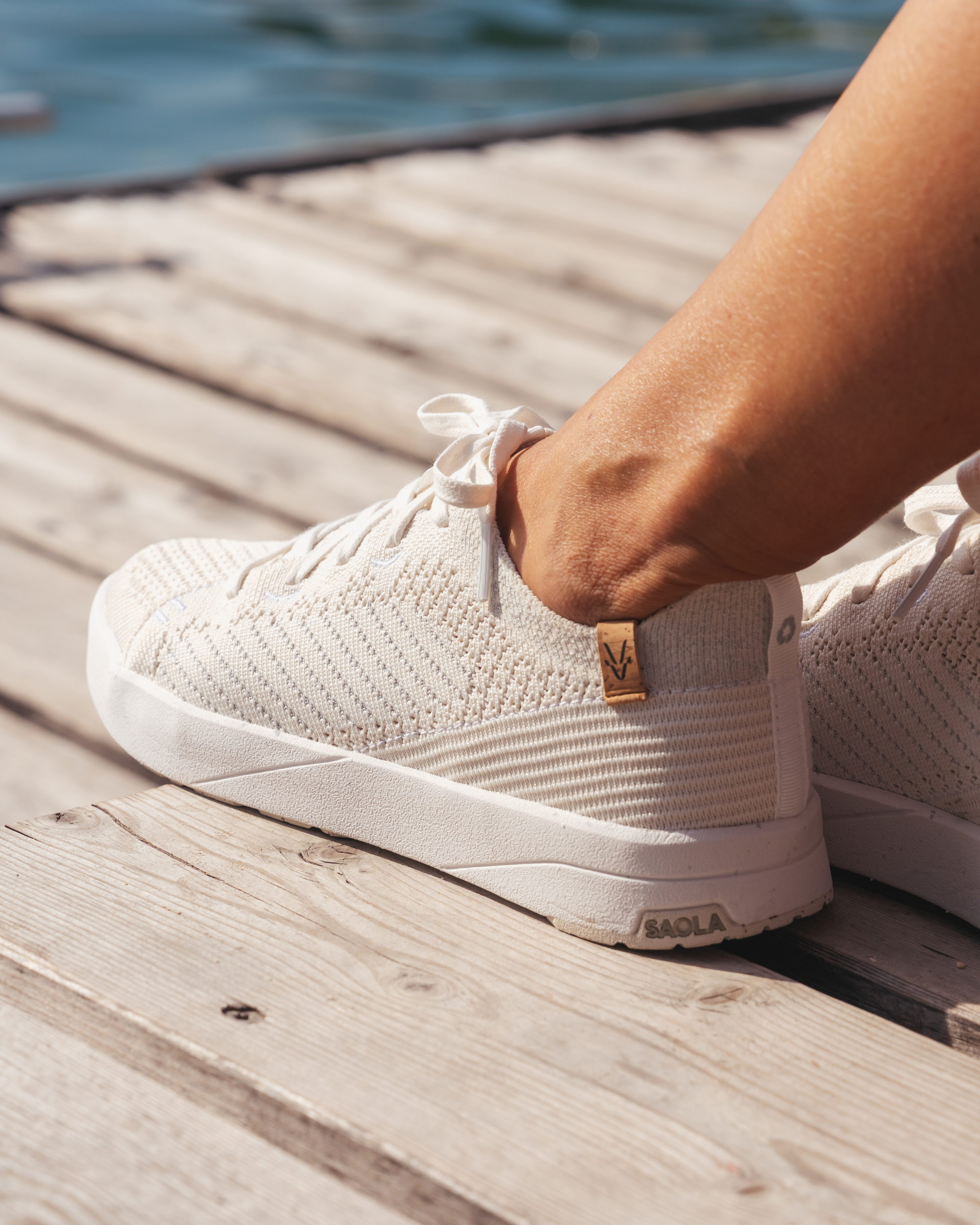 SAOLA womens vegan Sneakers Women Cannon Knit 3 White Silver