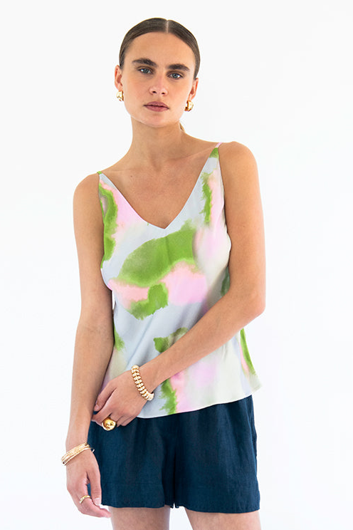 Image of Neu Nomads dames vegan Camisole Met Dromerige Print In Groen/Blauw/Roze