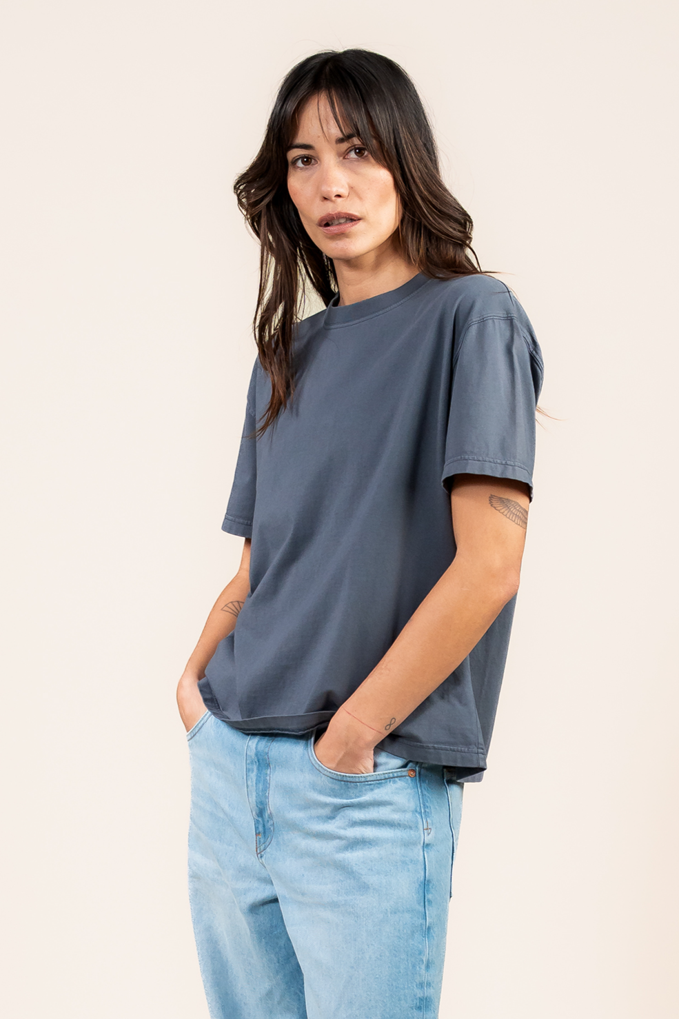 Image of Kuyichi dames vegan T-Shirt Faye Vintage Grijs