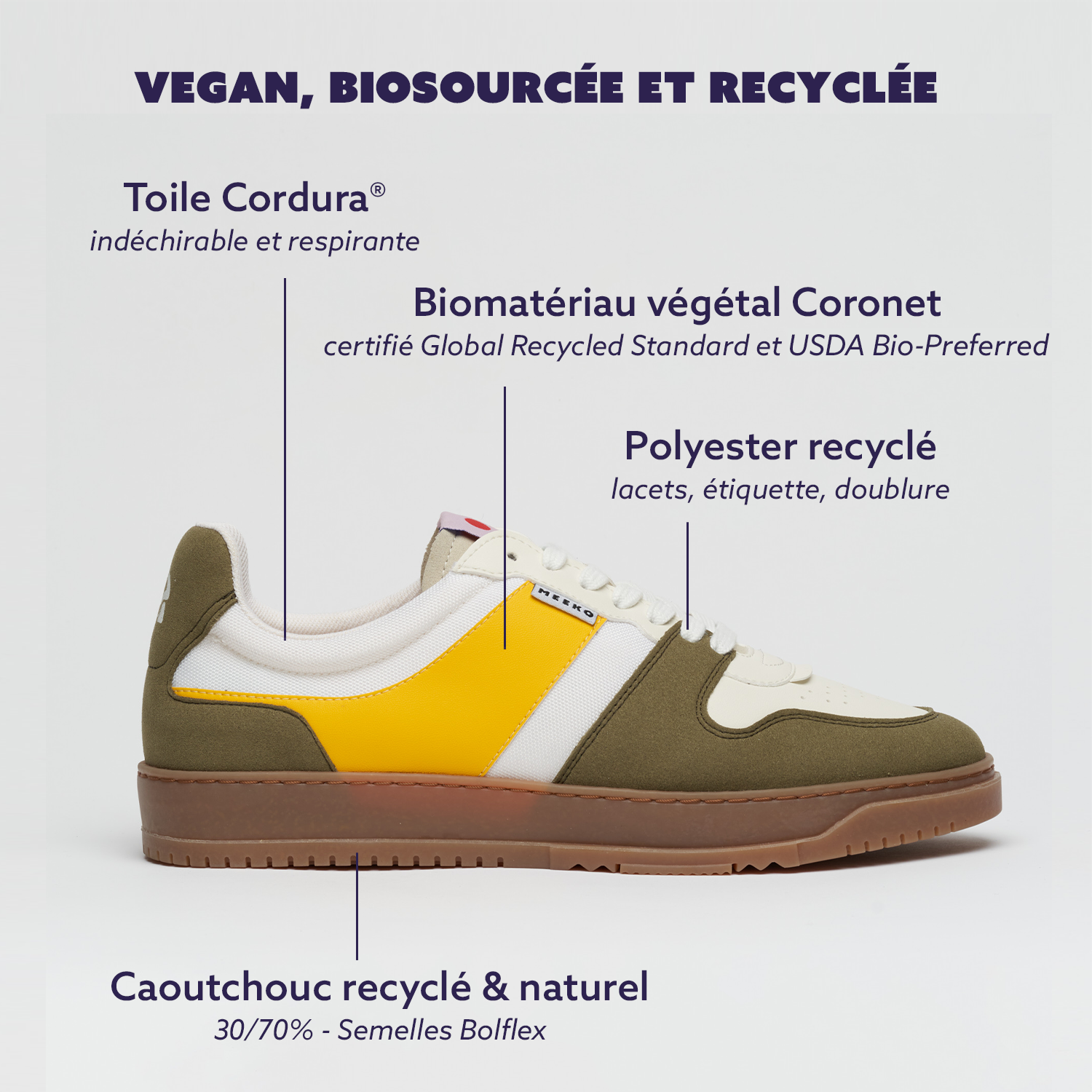 MEEKO men vegan Sneakers Kiboko Cordura Jungle Olive Green