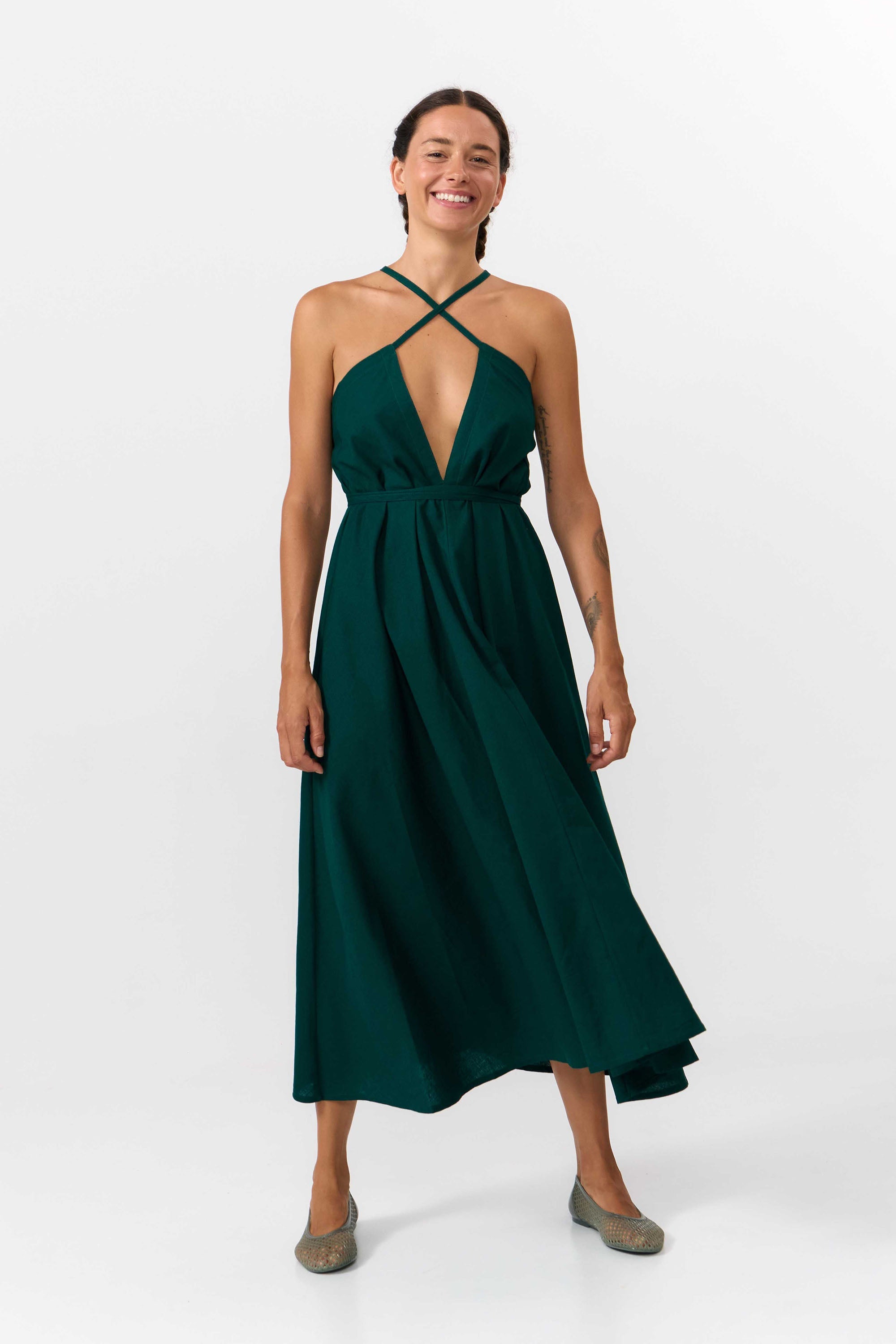 Image of SUITE13LAB dames vegan Jurk Mp Midi Diepgroen