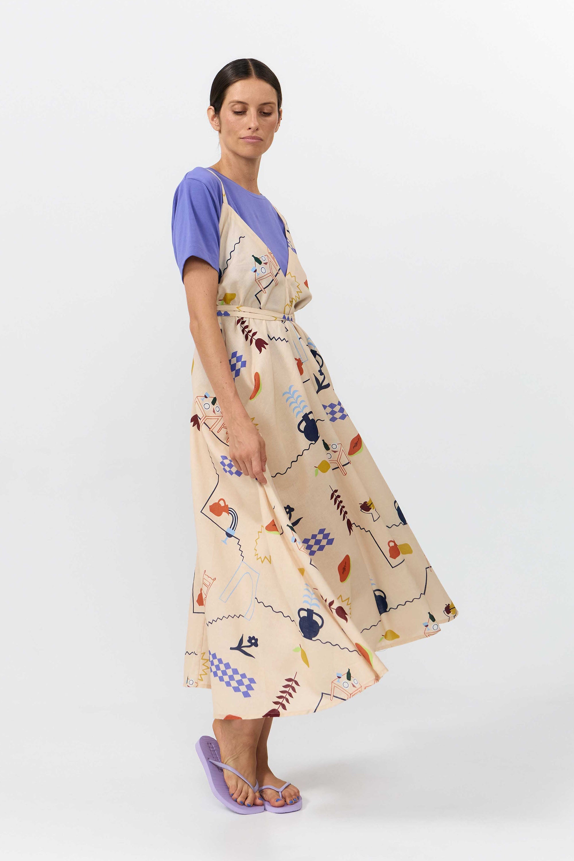 Image of SUITE13LAB dames vegan Jurk Mp Midi Print Feestbeige