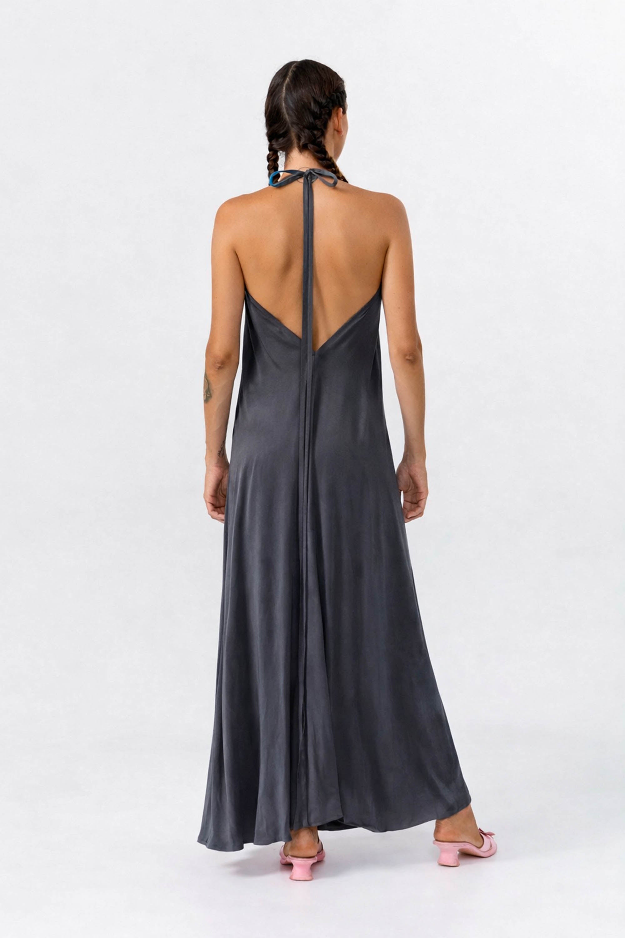 SUITE13LAB womens vegan Dress Mp Long Dark Grey