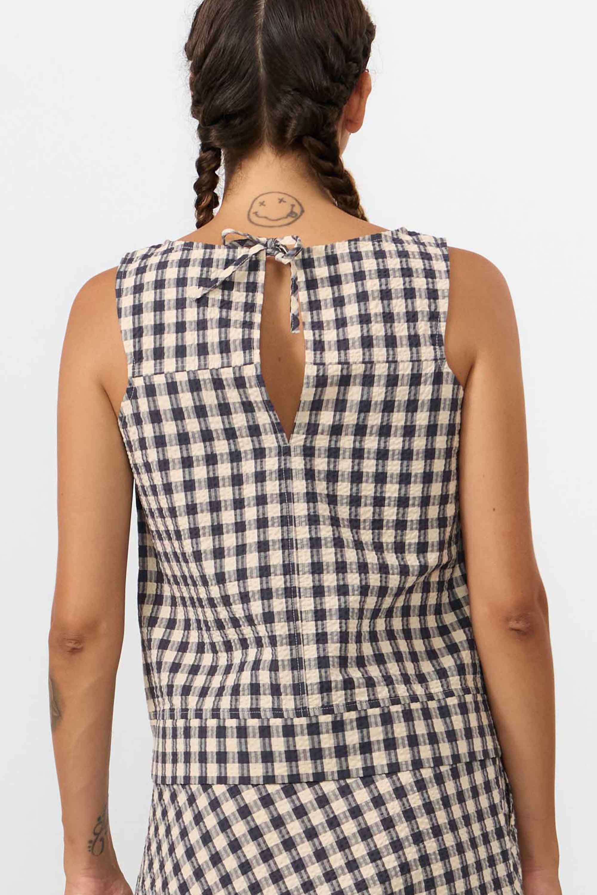Image of SUITE13LAB dames vegan Top Aruba Check Grijs