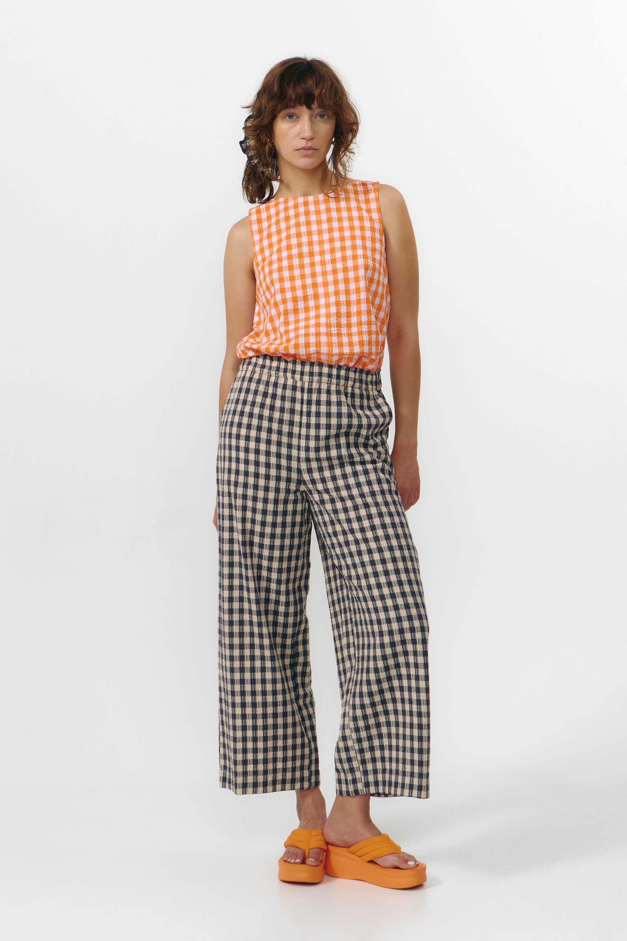 SUITE13LAB womens vegan Pants Santa Check Grey