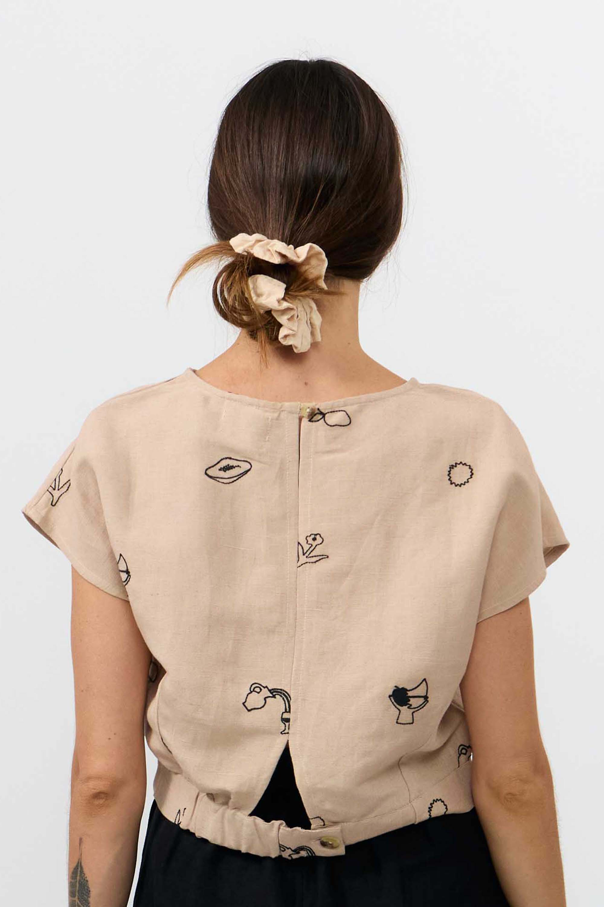 Image of SUITE13LAB dames vegan Bovenste Hebron-Borduurwerk In Beige