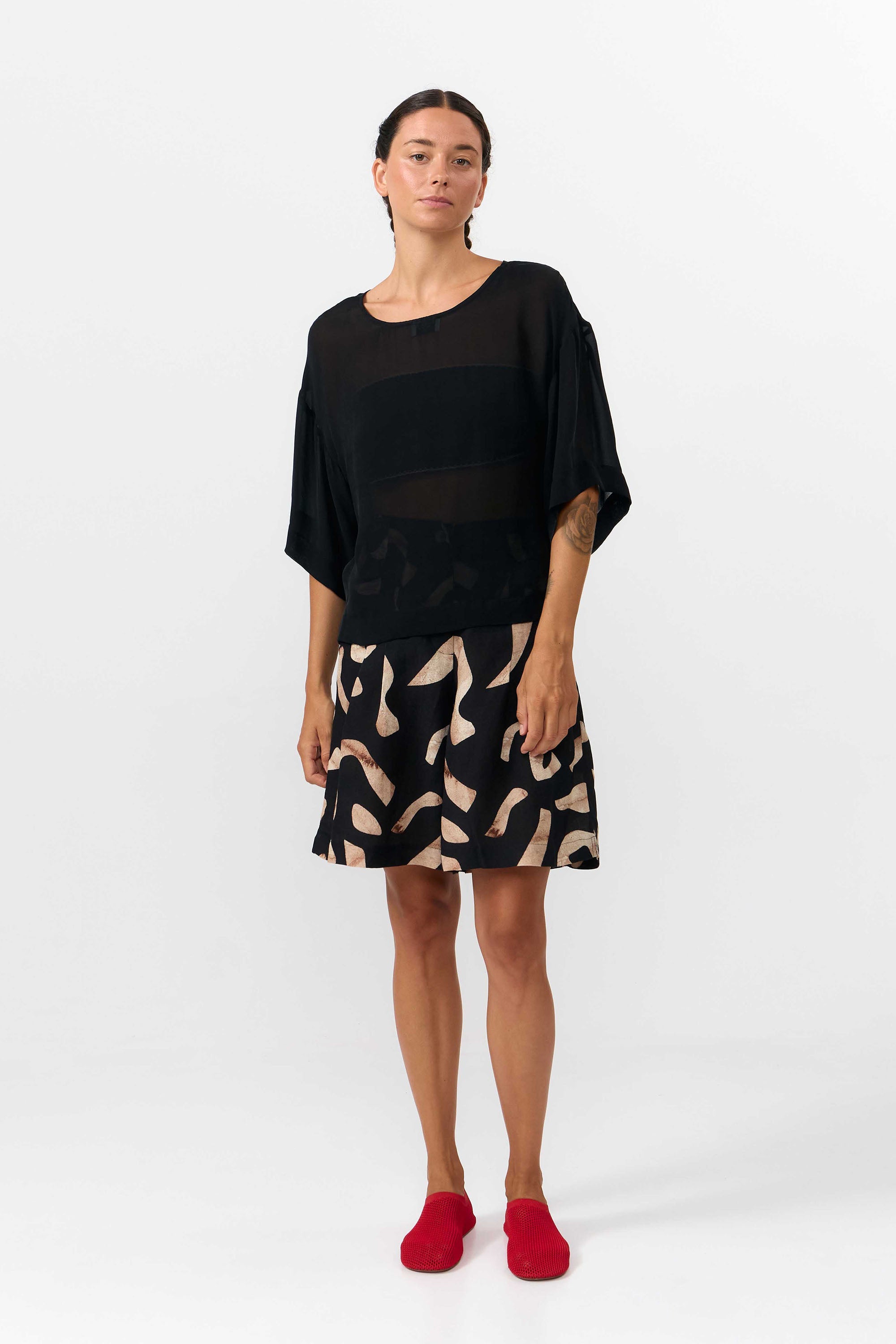 SUITE13LAB womens vegan Blouse Sella Schiffon Black