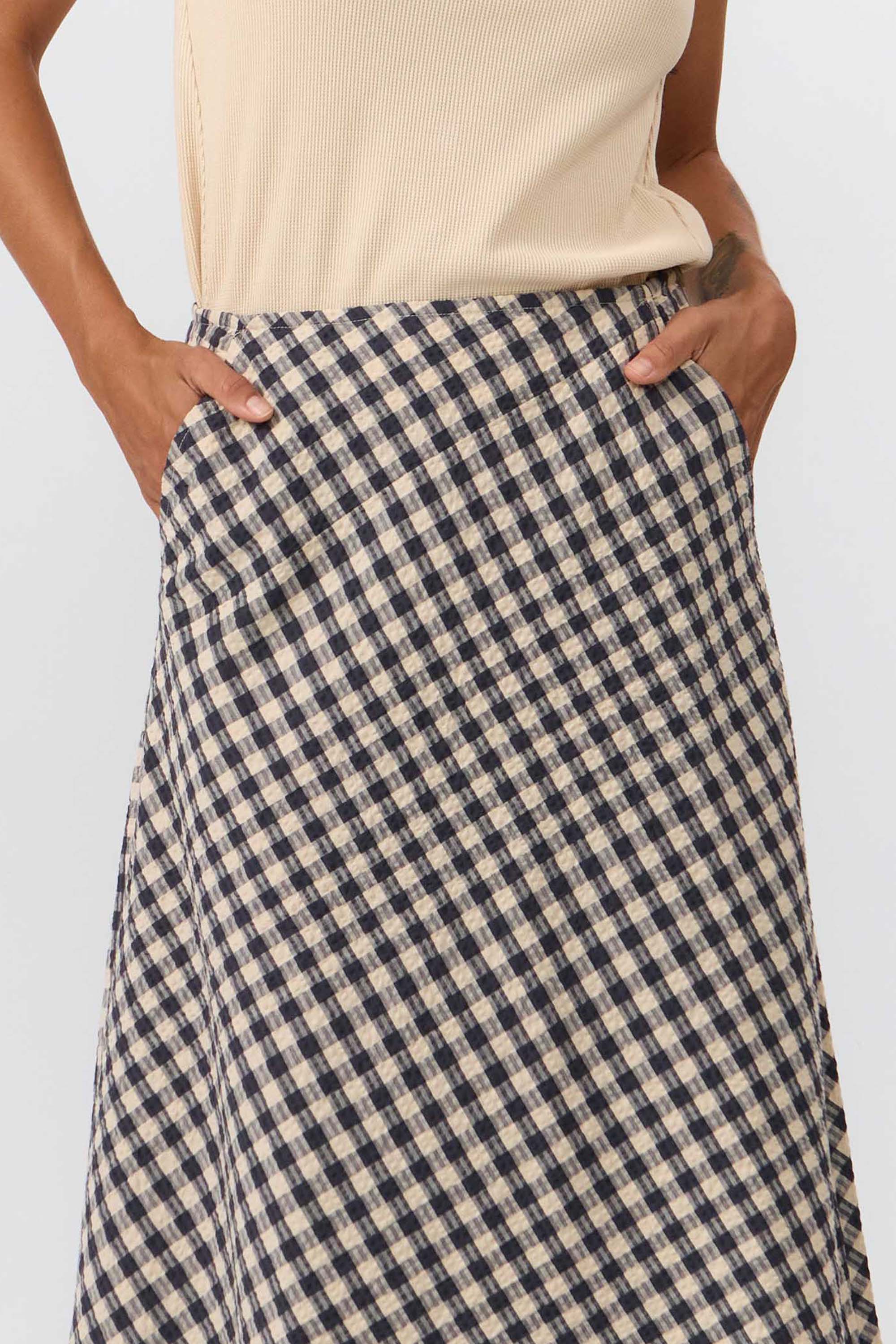 SUITE13LAB womens vegan Skirt Belen Check Grey