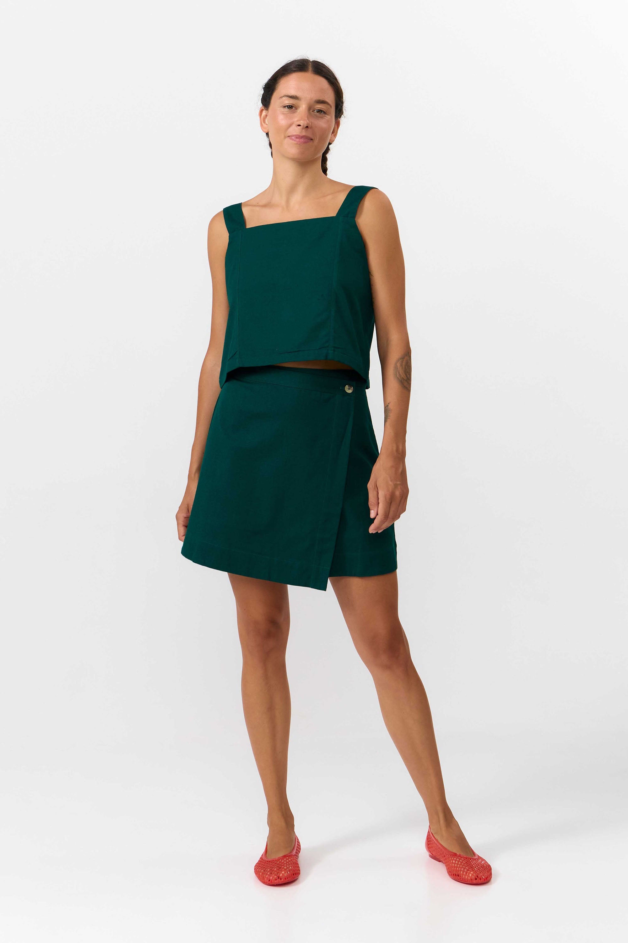 SUITE13LAB womens vegan Skirt Polo Deep Green