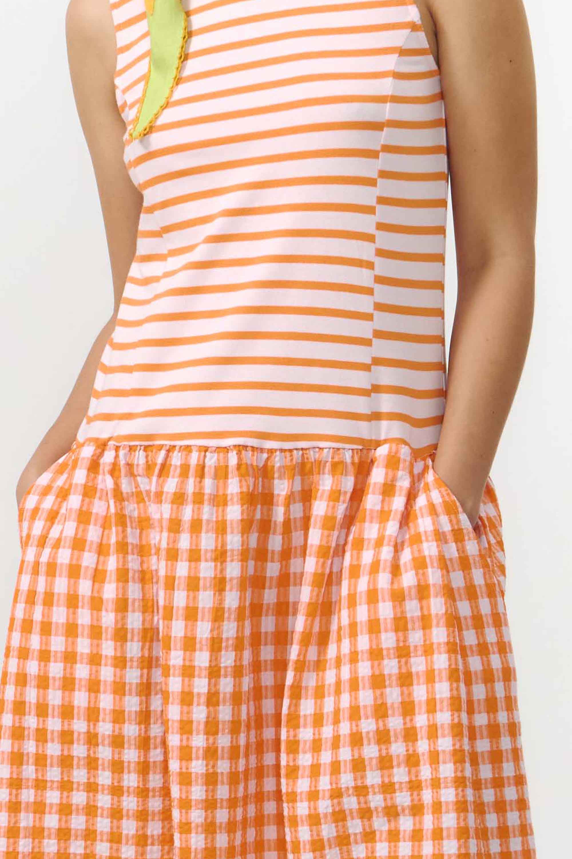 SUITE13LAB womens vegan Dress Mie Stripes Orange