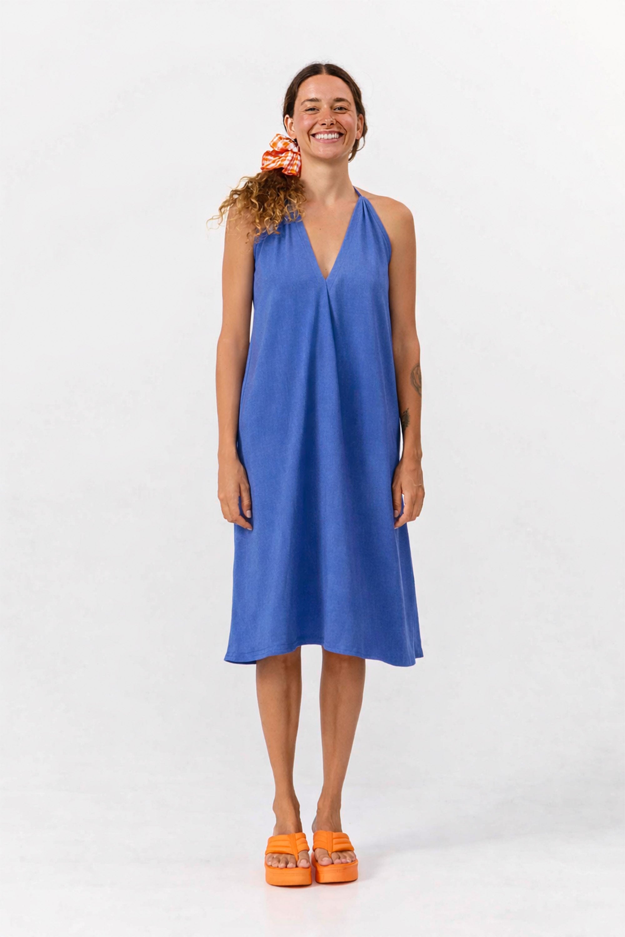 SUITE13LAB Damen vegan Kleid Mp Kurz Mittelblau
