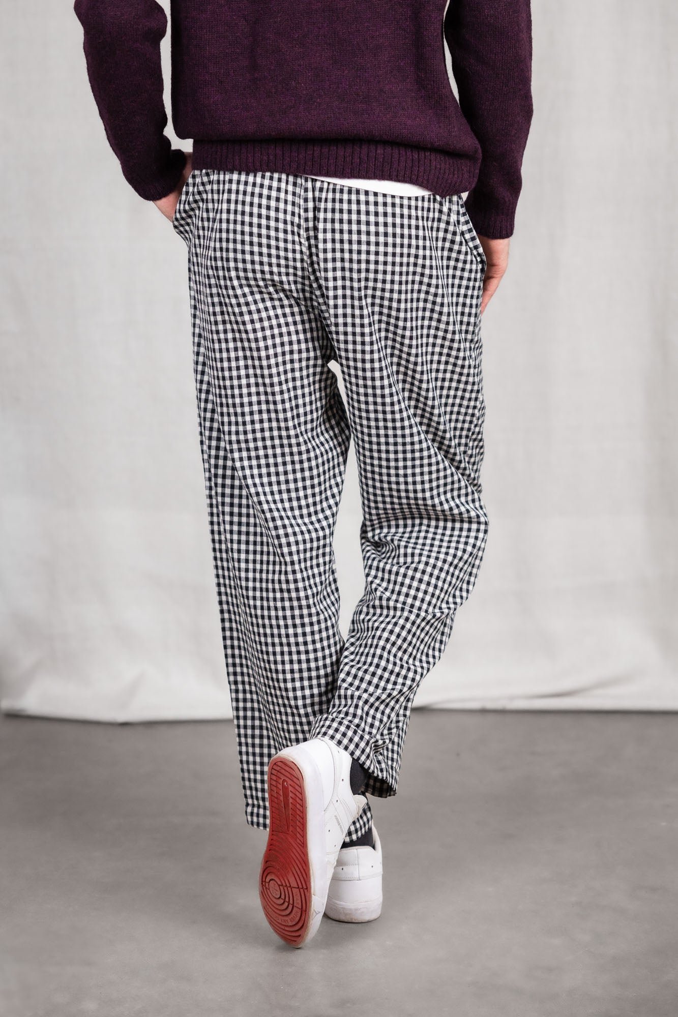 Jyoti Fair Works men vegan Pants Jhan Checkered Black/White