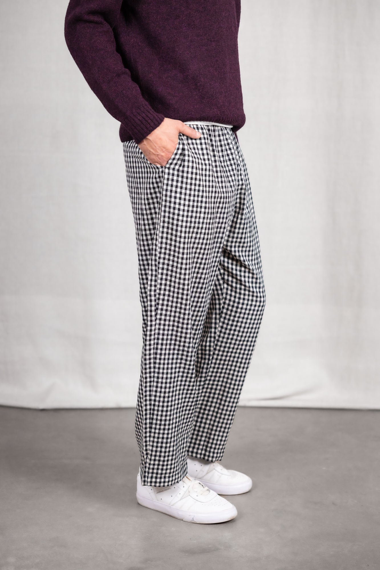 Image of Jyoti Fair Works mannen vegan Broek Jhan Geruit Zwart/Wit