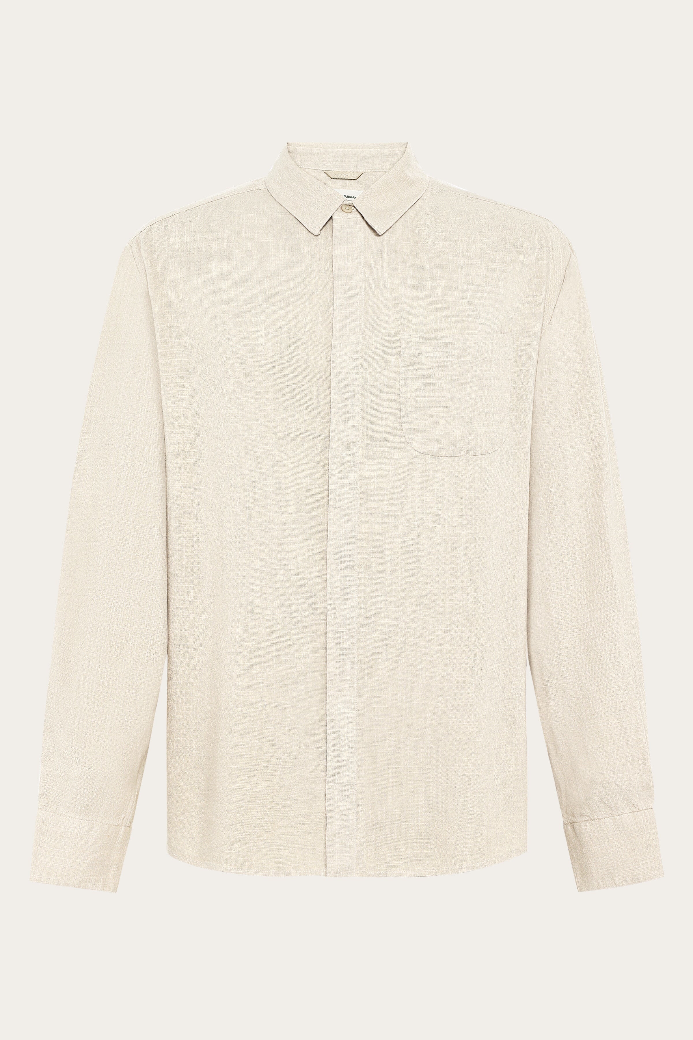 Image of KnowledgeCotton Apparel mannen vegan Overhemd Van Linnenmix In De Kleur Egret Wit