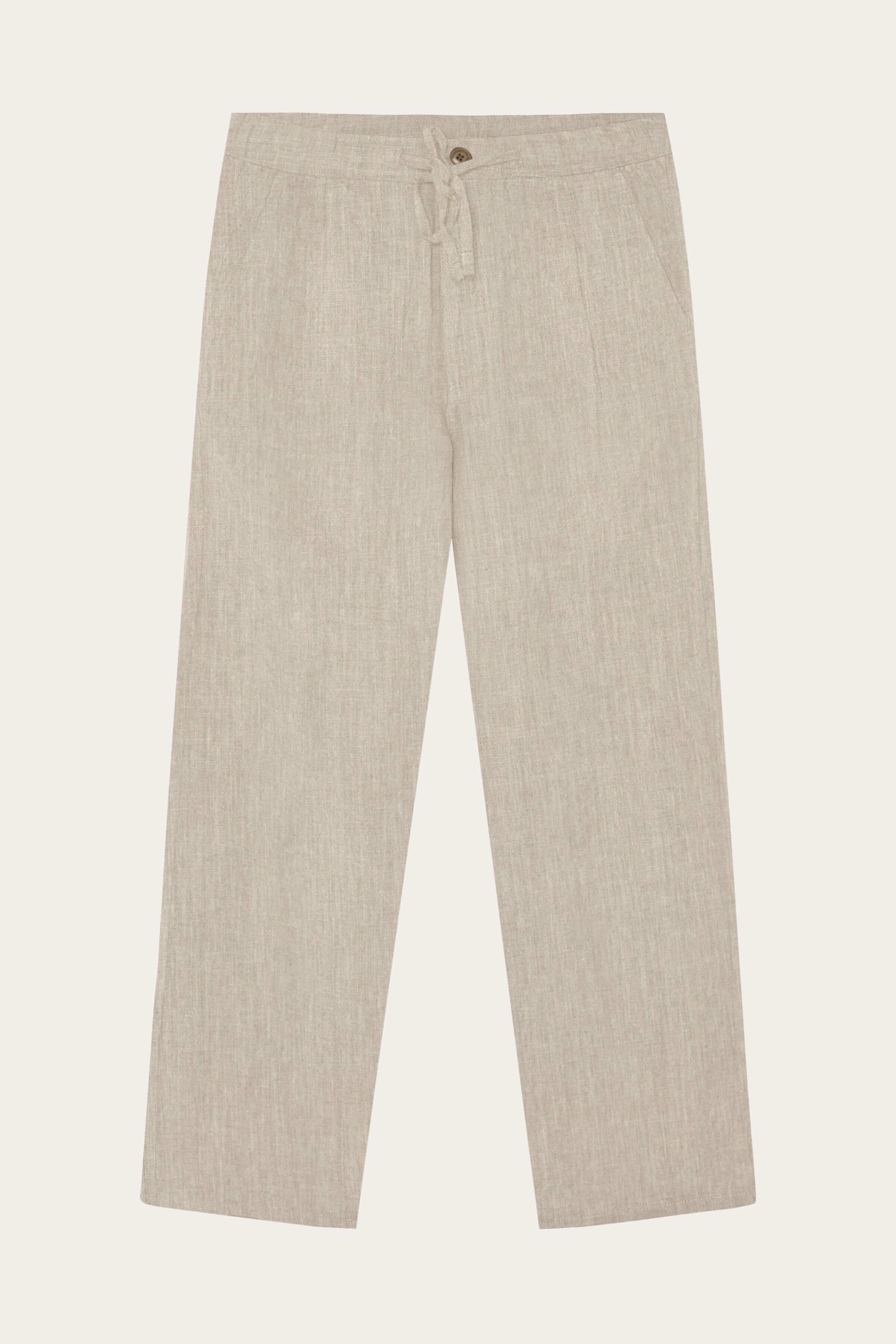 Image of KnowledgeCotton Apparel mannen vegan Broek Fig Loose Linen Mix Licht Vedergrijs