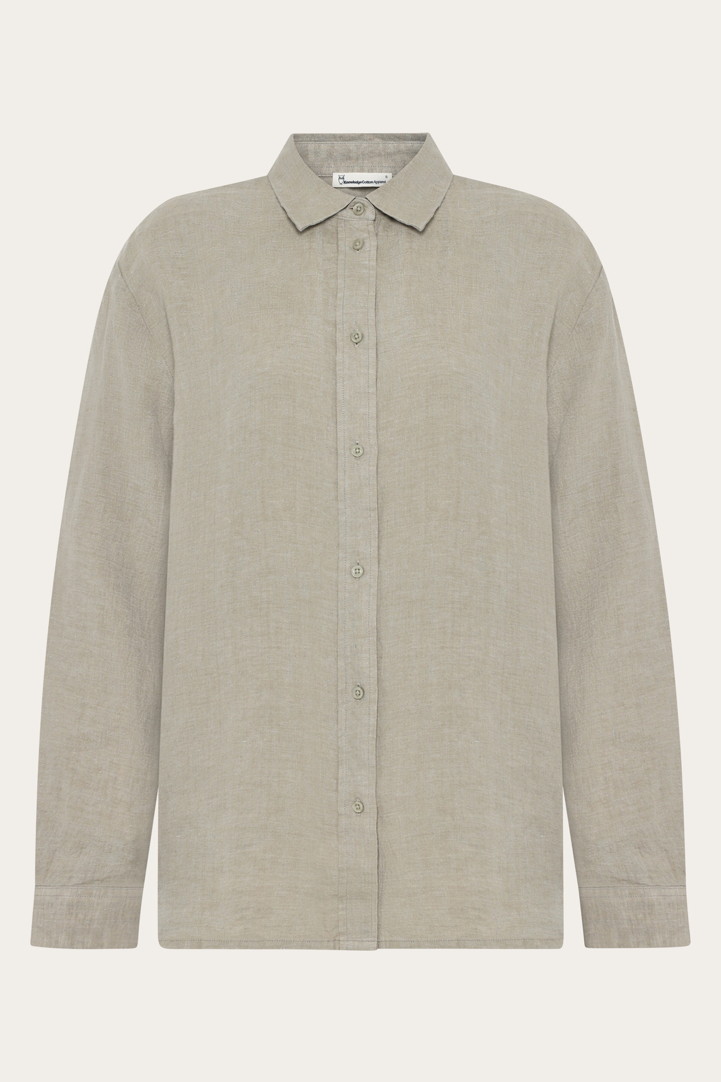 Image of KnowledgeCotton Apparel dames vegan Overhemd Van Losvallende Linnen Keperstof, Beige