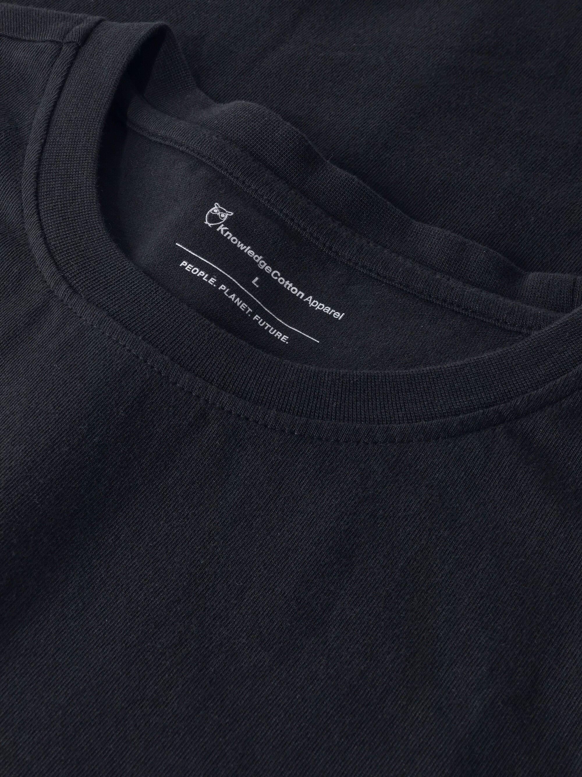 KnowledgeCotton Apparel men vegan T-Shirt Sos Chest Print Night Sky Navy
