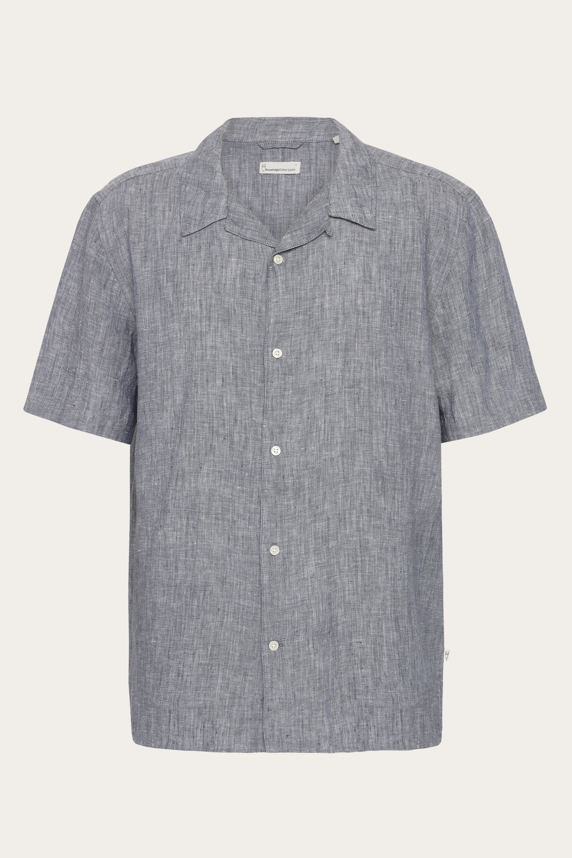 Image of KnowledgeCotton Apparel mannen vegan Shirt Met Korte Mouwen, Box Fit, Vintage Indigo