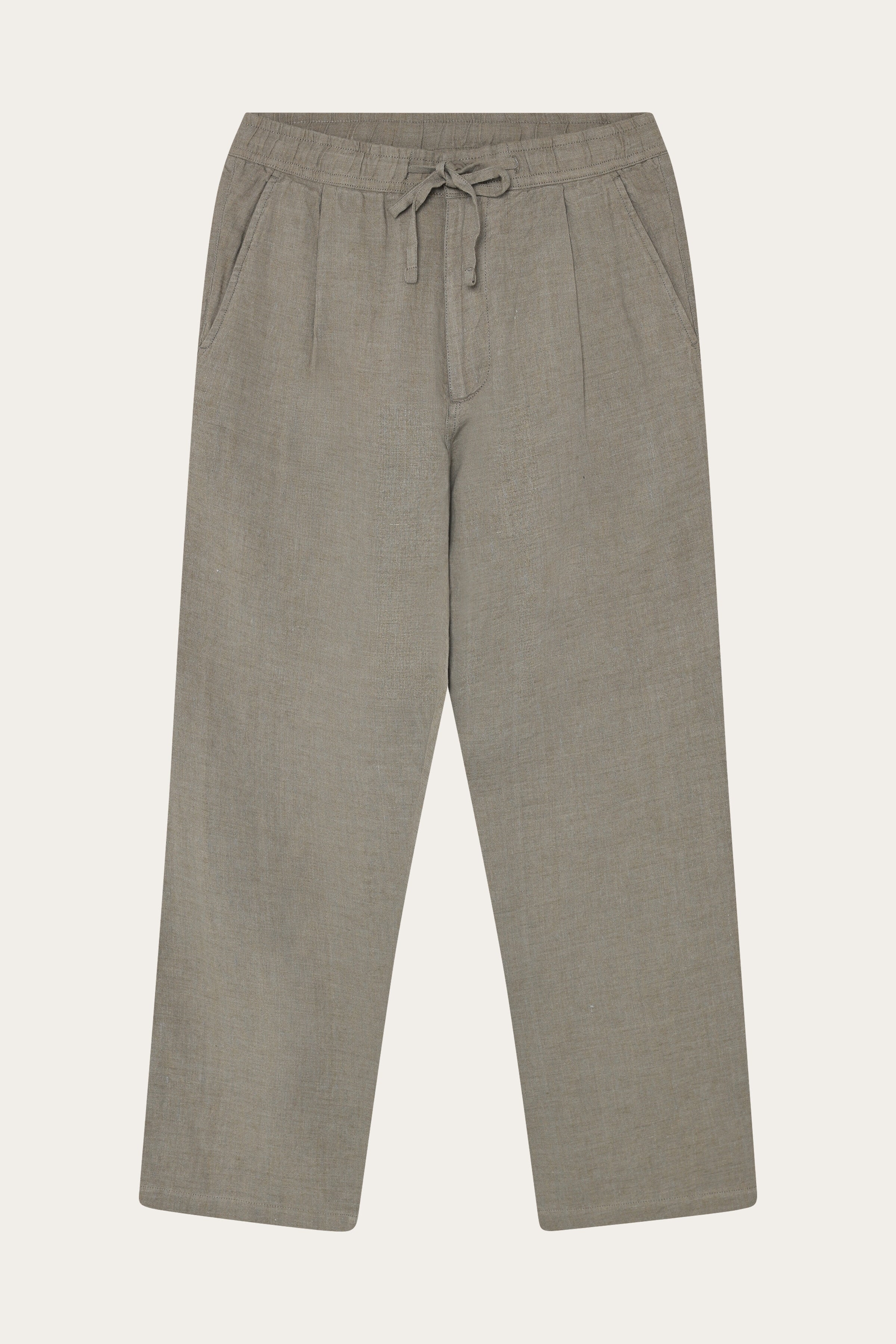 Image of KnowledgeCotton Apparel mannen vegan Broek Van Losse Linnen Keperstof, Geverfd In Beige.