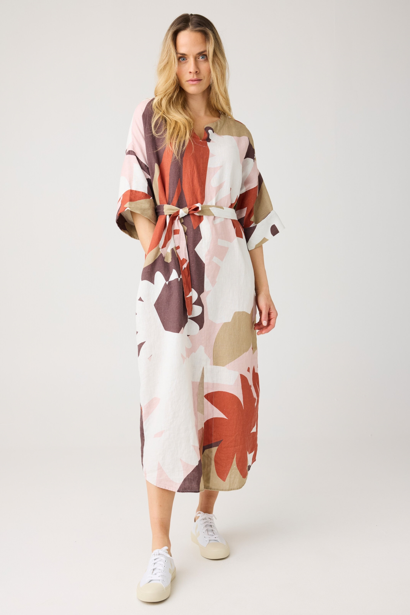 Image of KnowledgeCotton Apparel dames vegan Jurk Met V-Hals, Veelkleurig