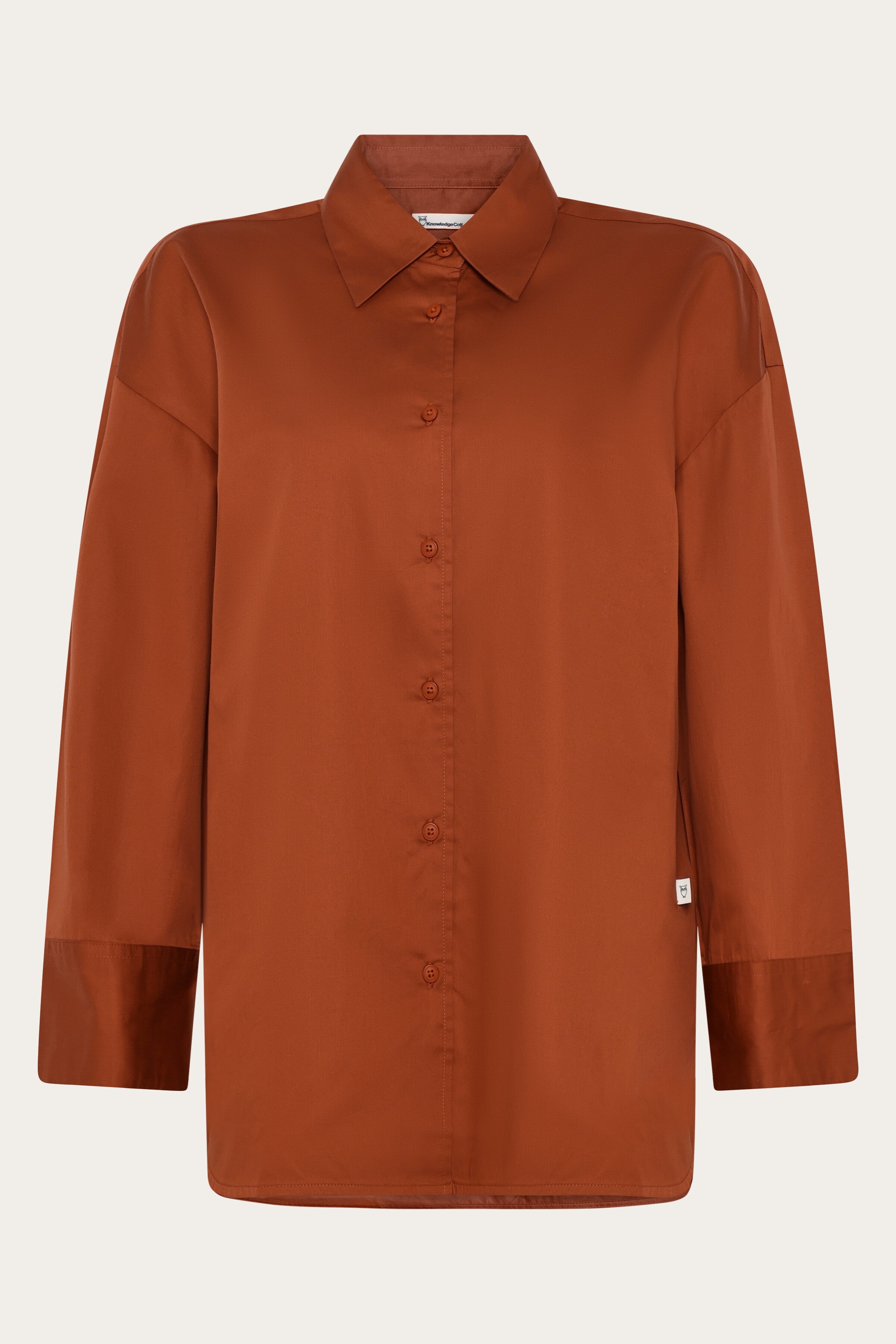 Image of KnowledgeCotton Apparel dames vegan Shirt Dew Relaxed Burnt Brick