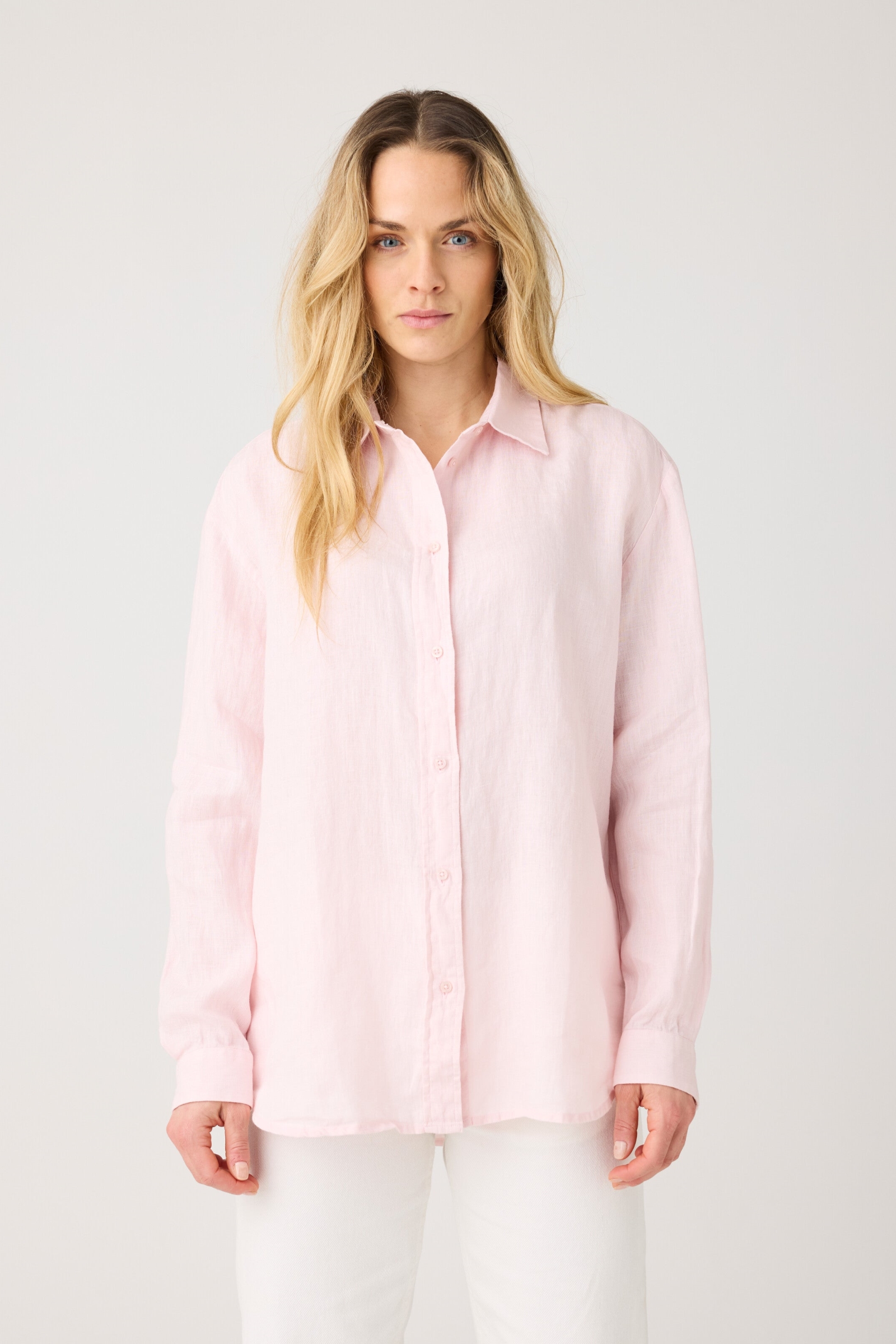 Image of KnowledgeCotton Apparel dames vegan Overhemd Losvallend Linnen, Licht Lila