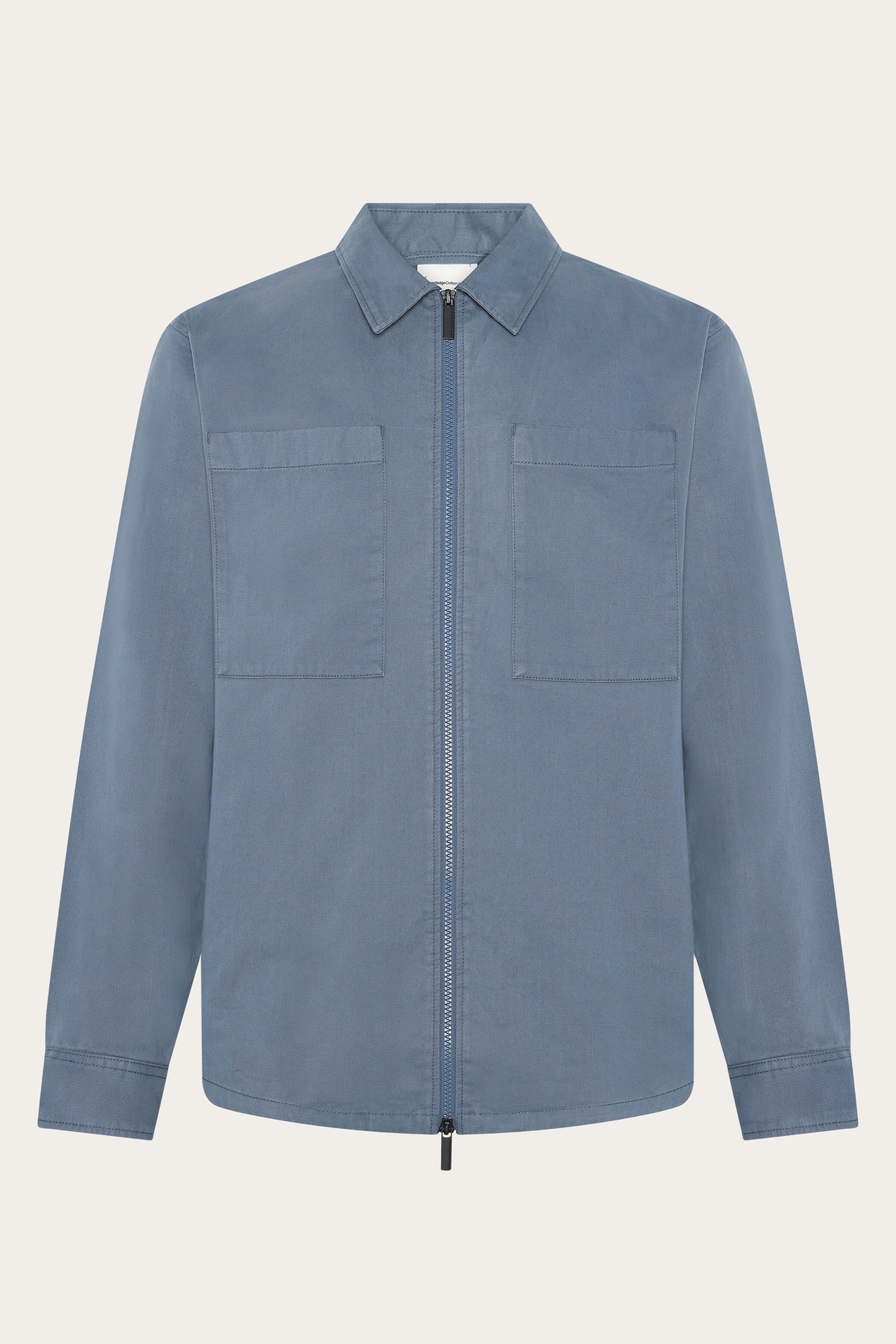 Image of KnowledgeCotton Apparel mannen vegan Overhemd Met Rits, Keperstof, Vintage Indigo