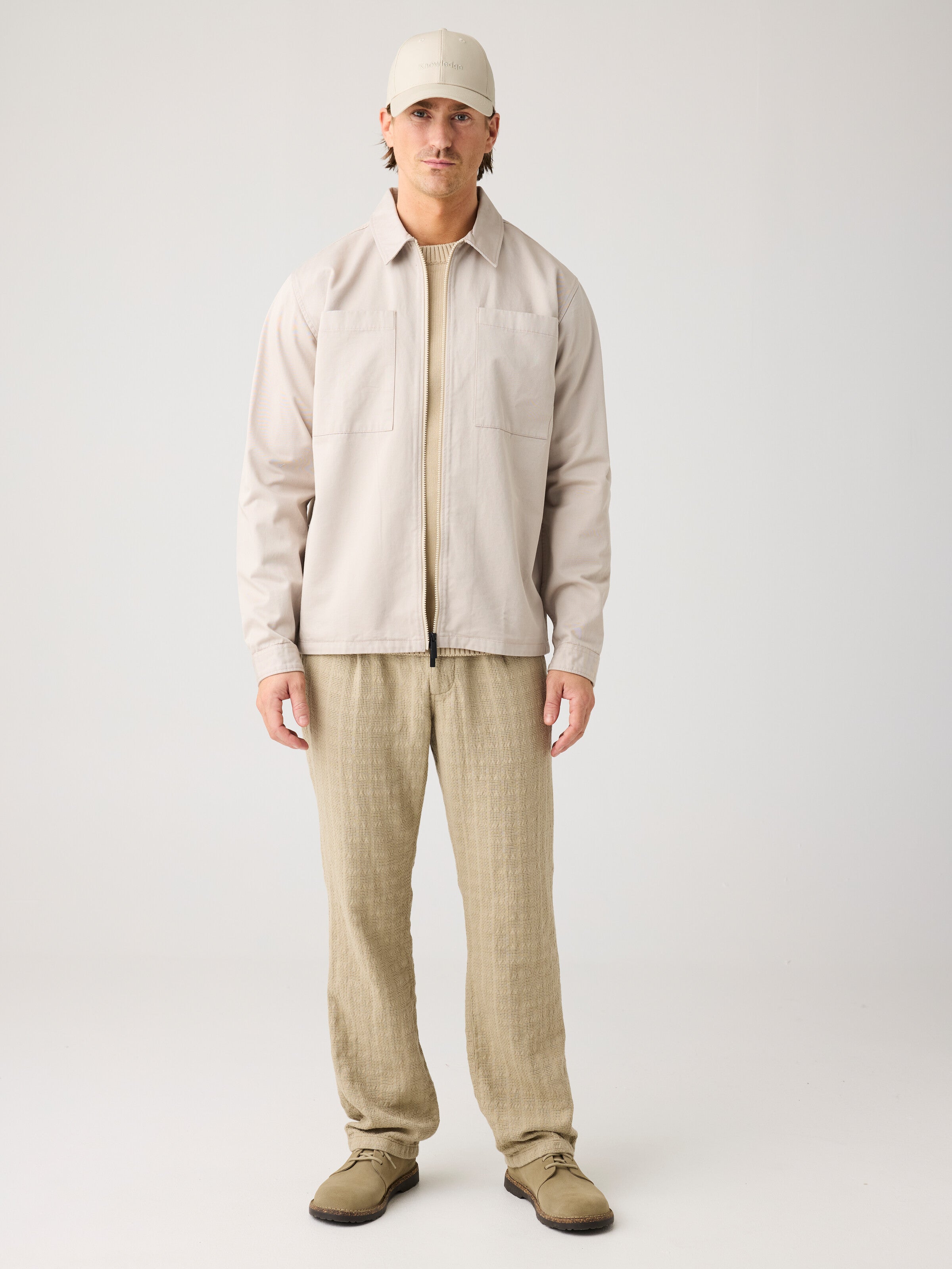 KnowledgeCotton Apparel Zip Overshirt Twill Light Feather Gray