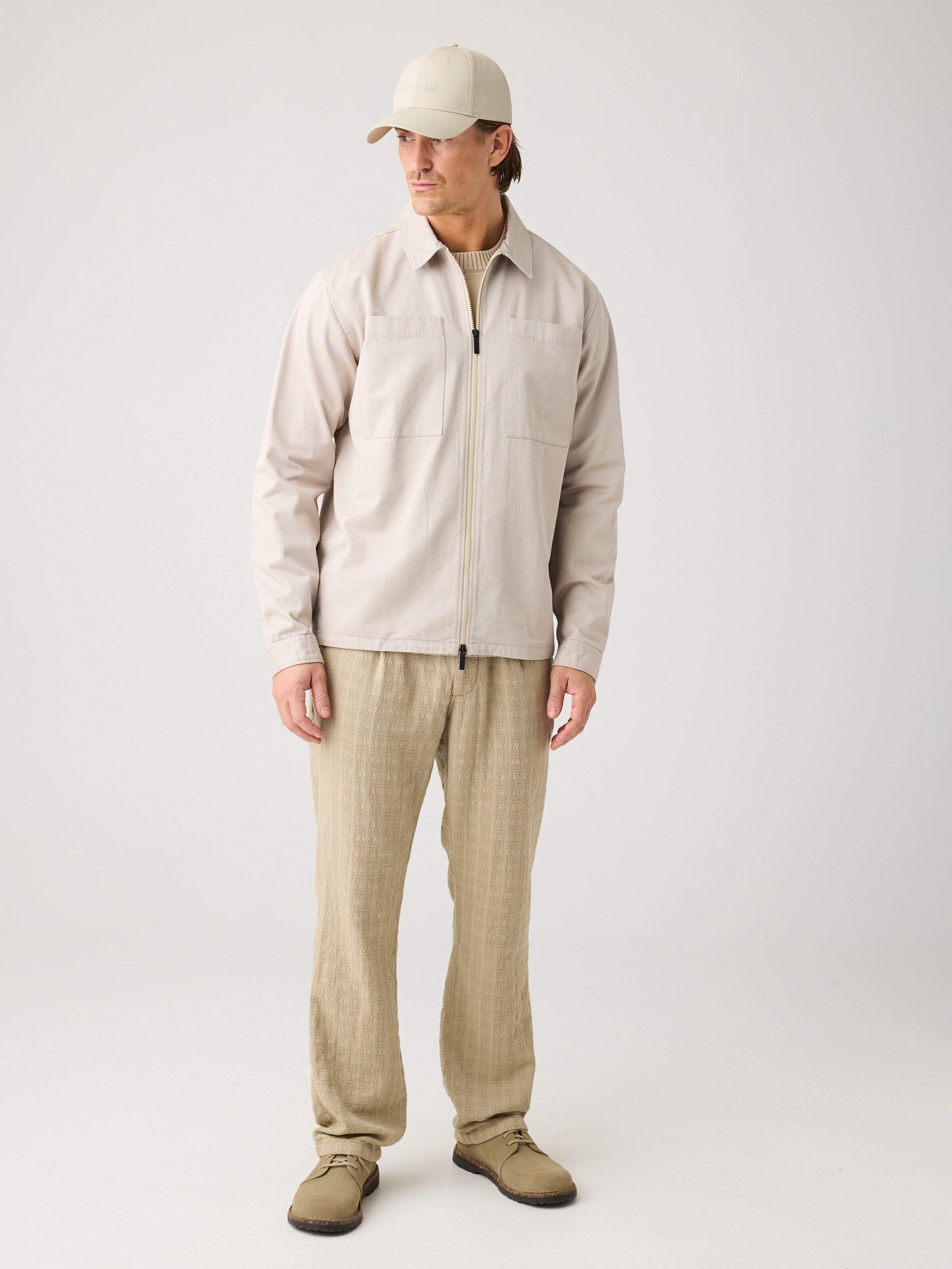 KnowledgeCotton Apparel Zip Overshirt Twill Light Feather Gray