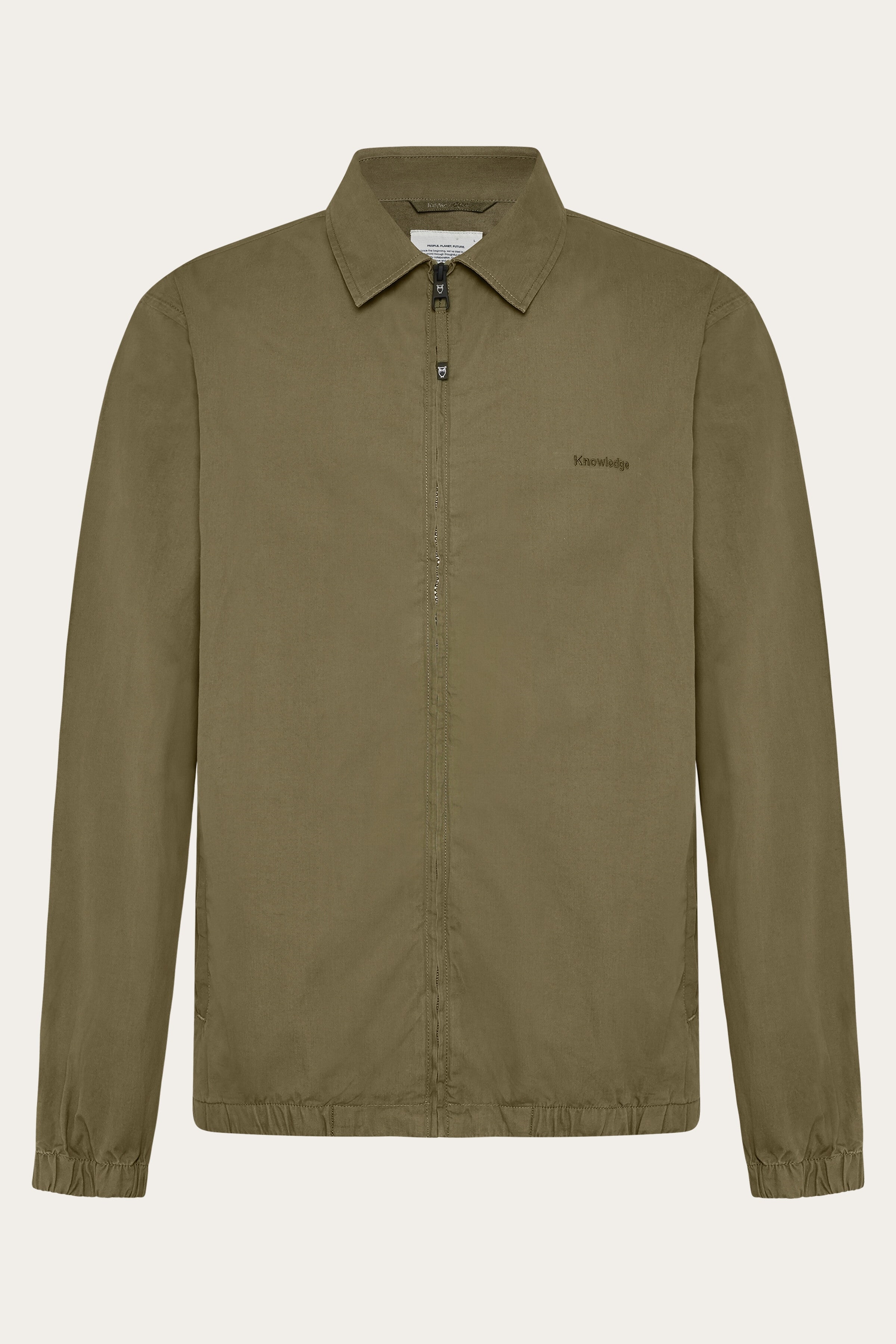 Image of KnowledgeCotton Apparel mannen vegan Jasje Van Licht Poplin In Gebrande Olijfgroen