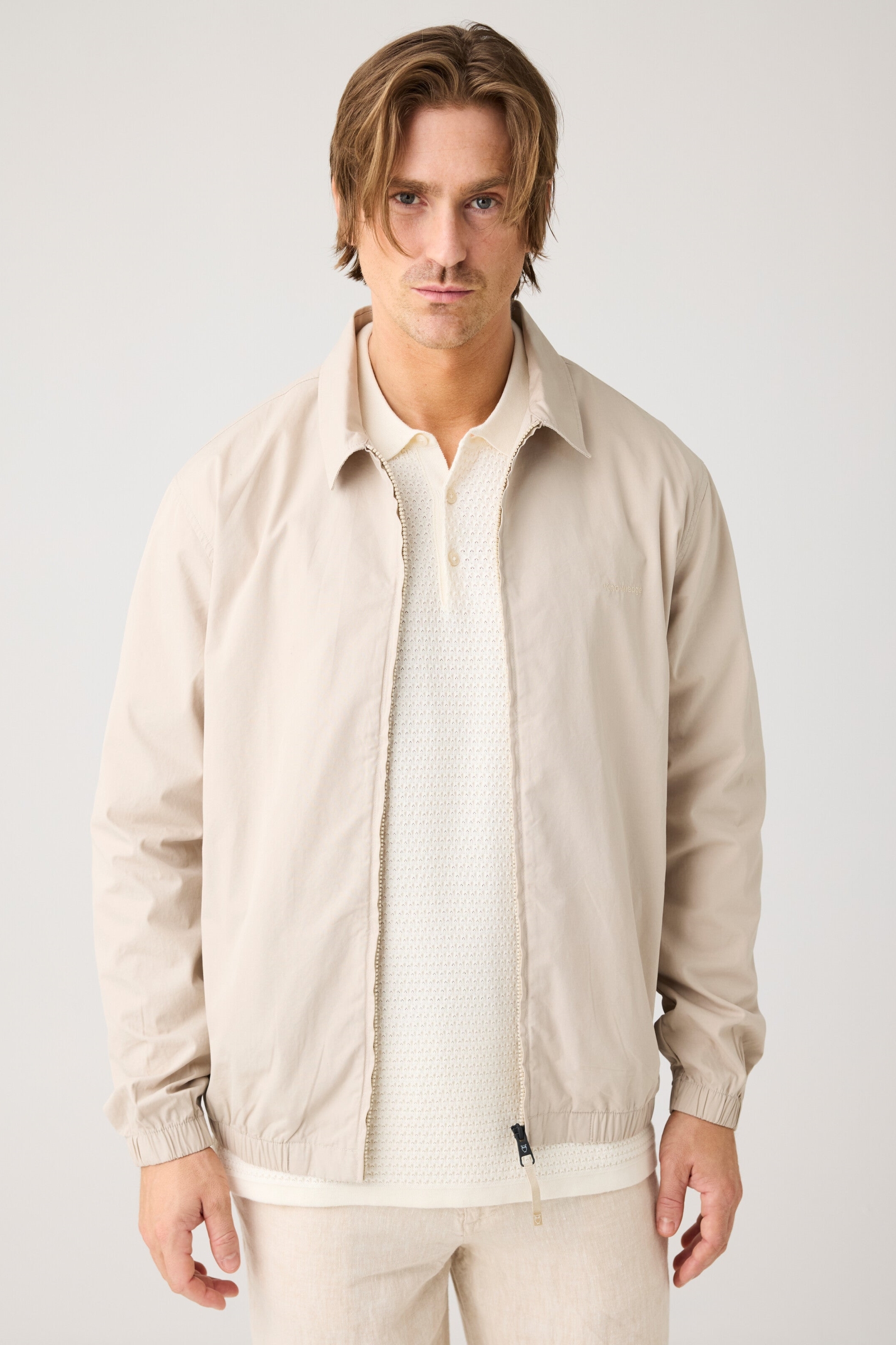 Image of KnowledgeCotton Apparel mannen vegan Jasje Van Licht Poplin, Licht Verengrijs