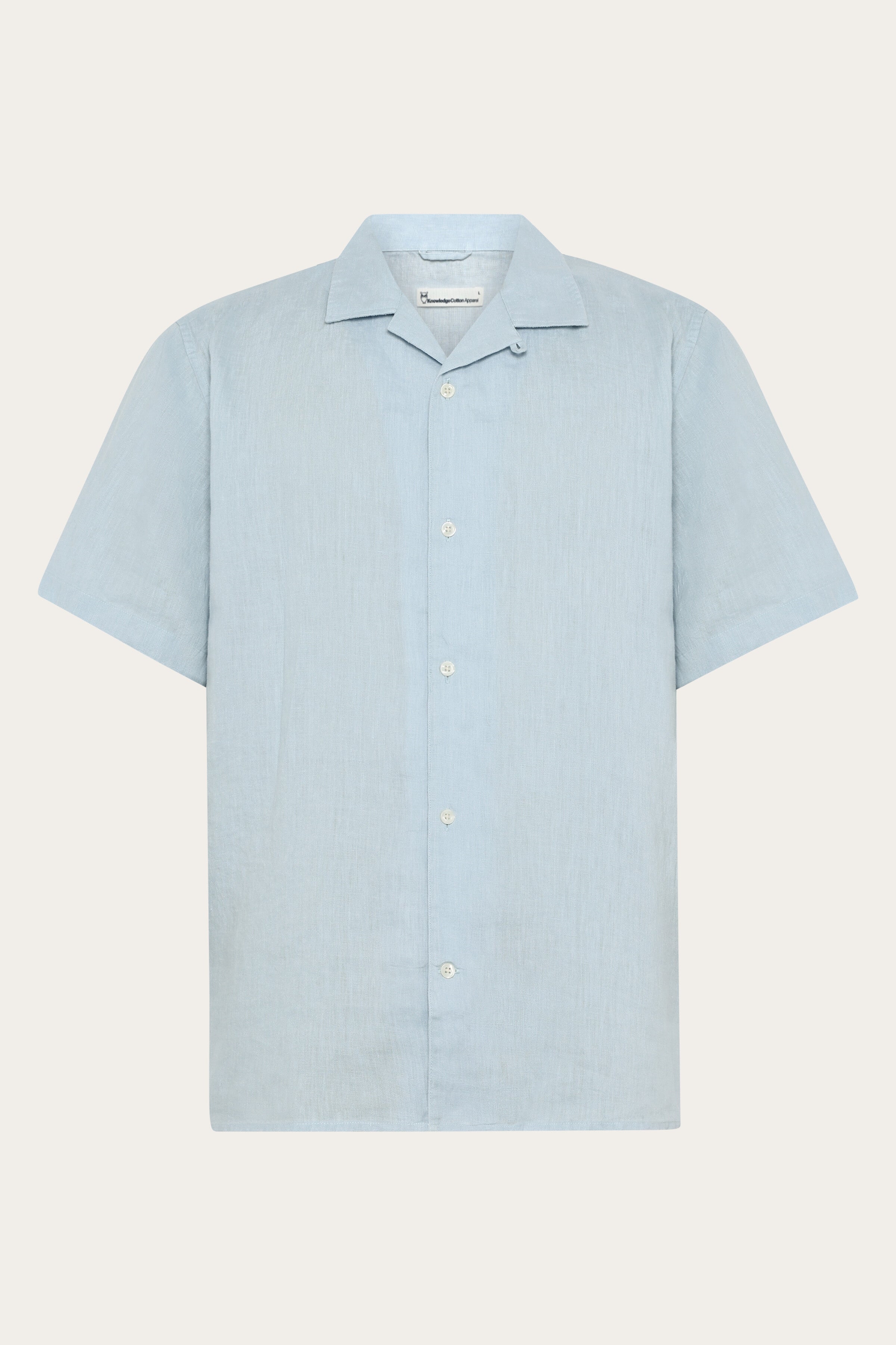 Image of KnowledgeCotton Apparel mannen vegan Shirt Met Korte Mouwen, Box Fit Model, Lichtblauw