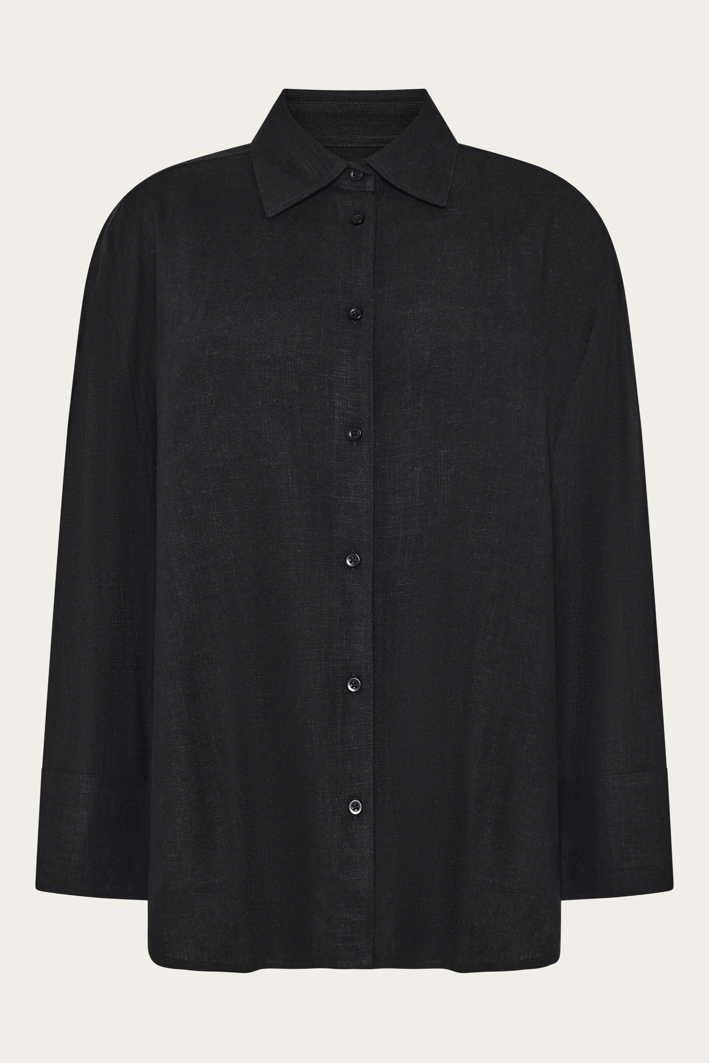 Image of KnowledgeCotton Apparel dames vegan Overhemd Relaxed Linen Mix Black Jet