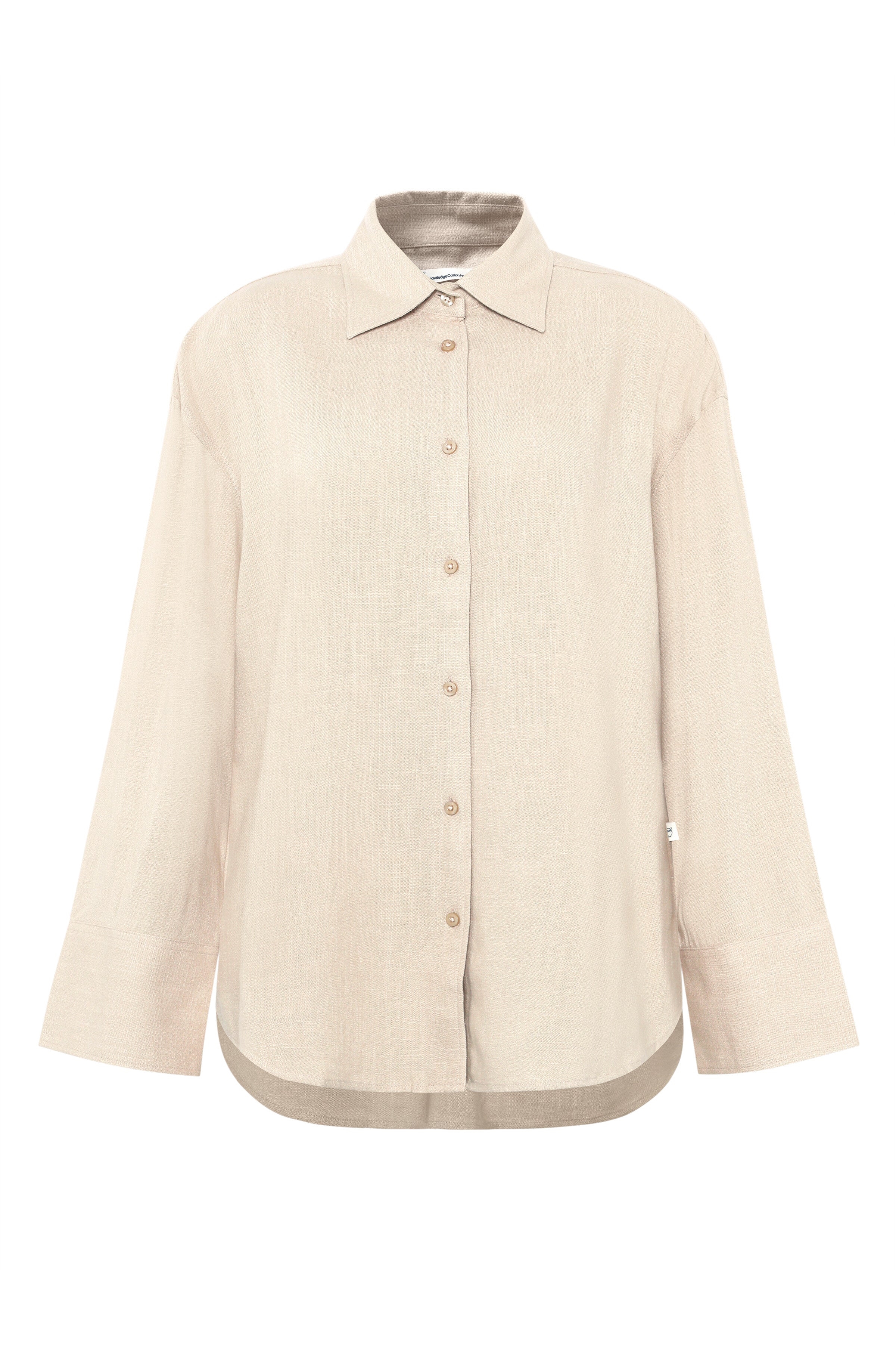 Image of KnowledgeCotton Apparel dames vegan Overhemd Relaxed Linen Mix Egret White