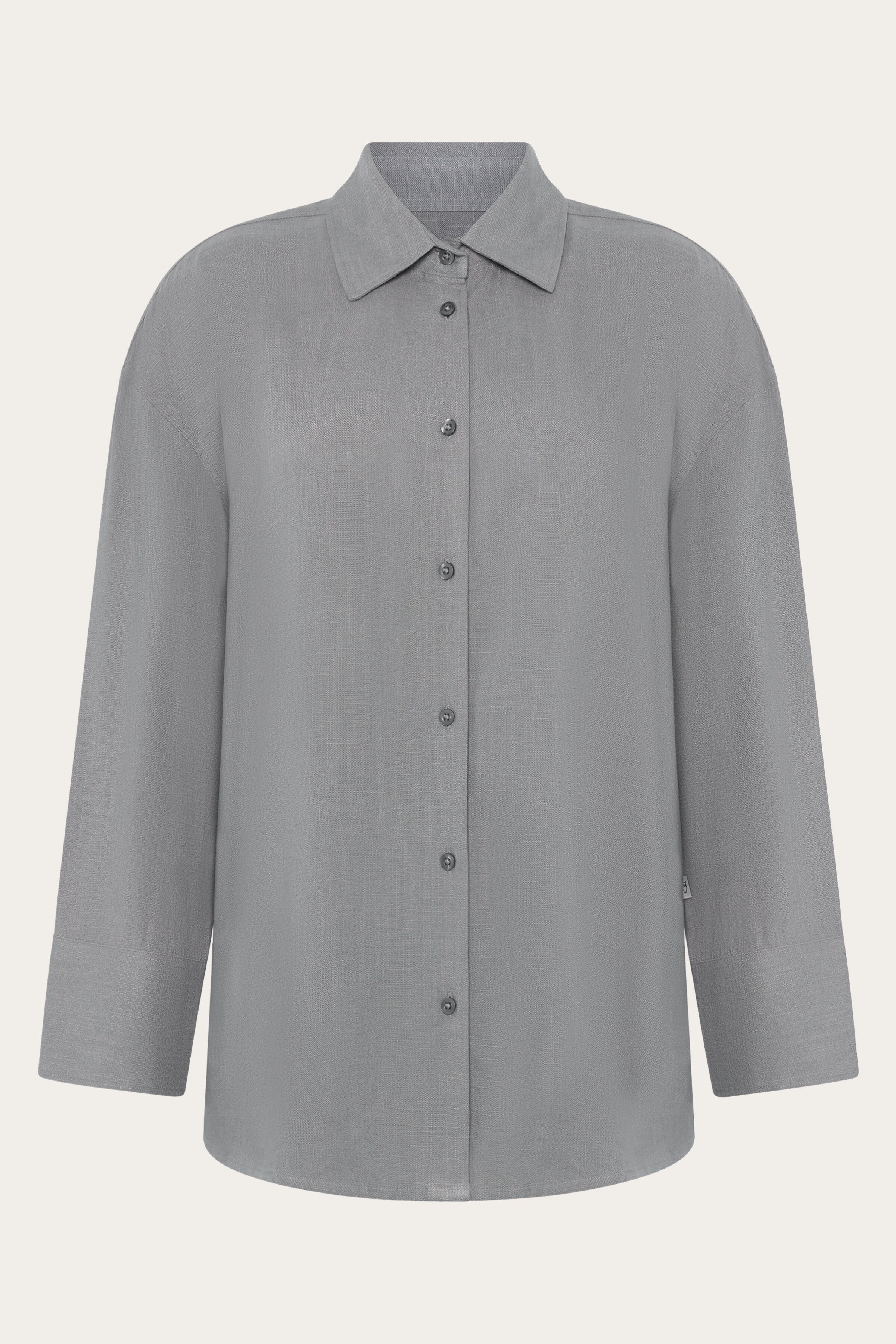 Image of KnowledgeCotton Apparel dames vegan Overhemd Relaxed Linen Mix Ultimate Grey