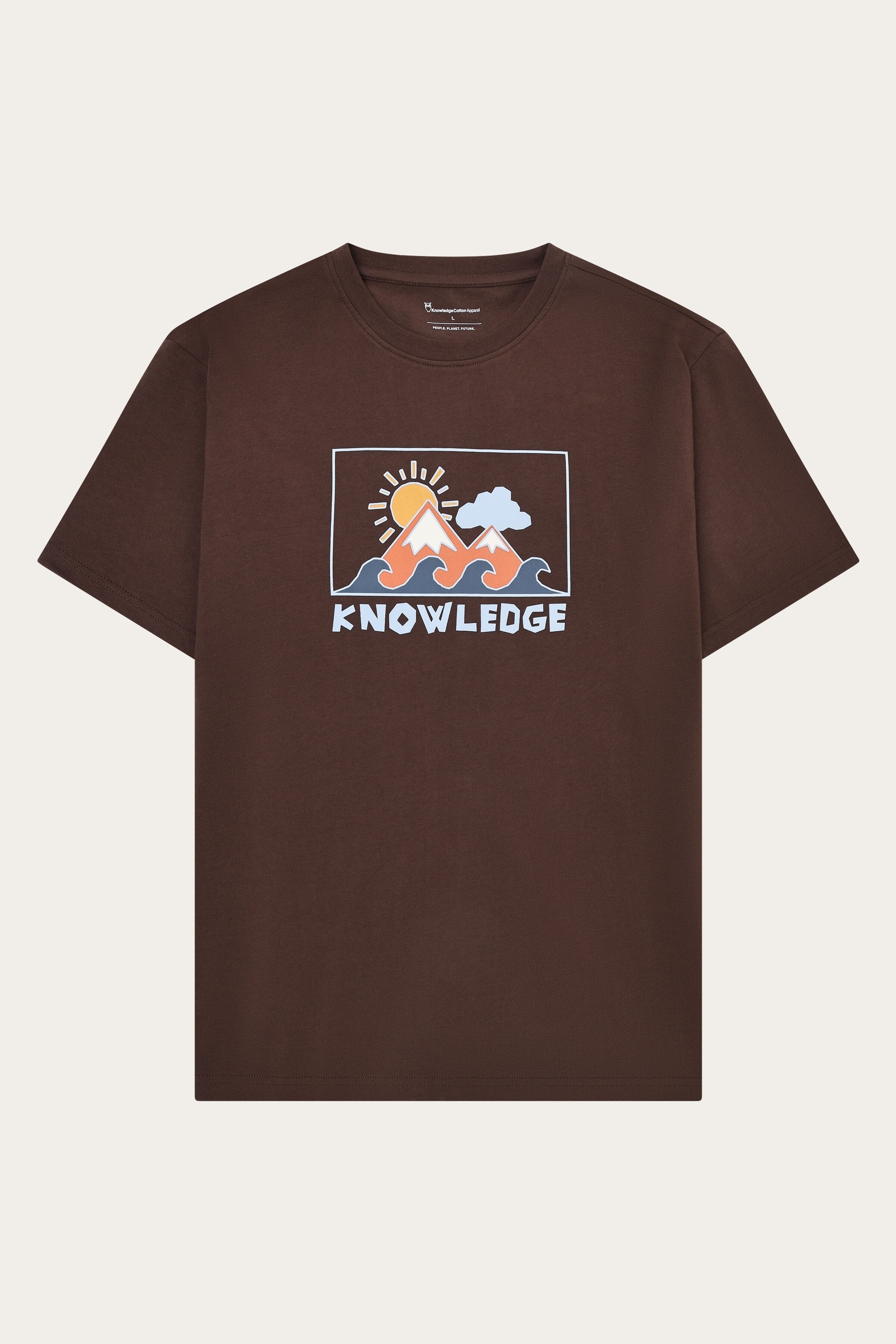 Image of KnowledgeCotton Apparel mannen vegan T-Shirt Voor Heren Met Opdruk 'Geschoren Chocolade'