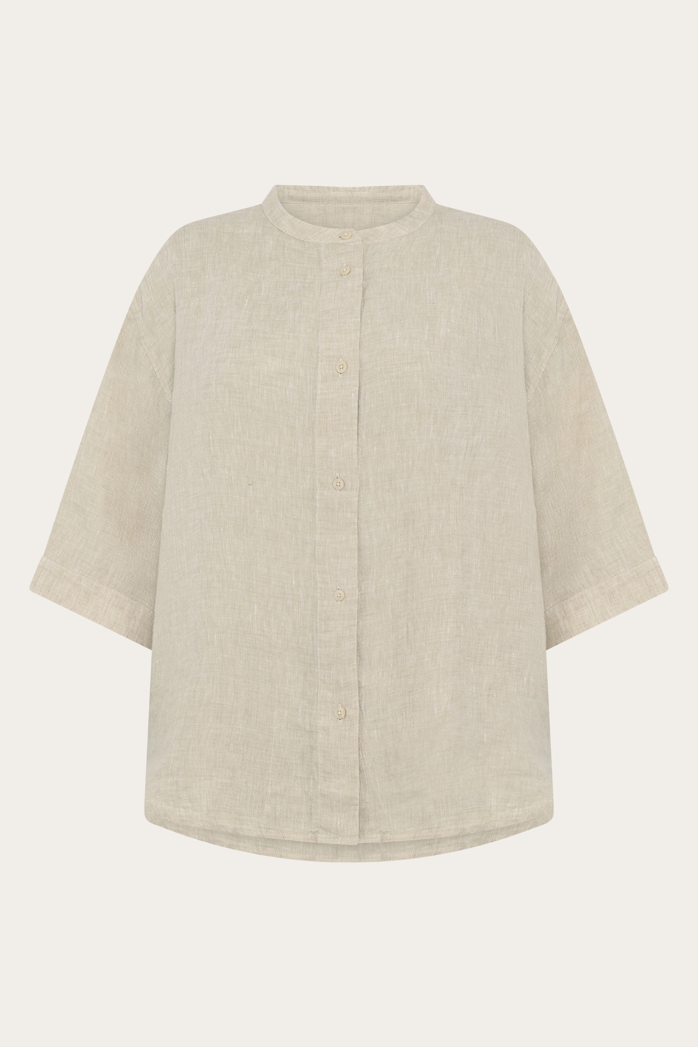 Image of KnowledgeCotton Apparel dames vegan Lichtgrijs Linnen Overhemd