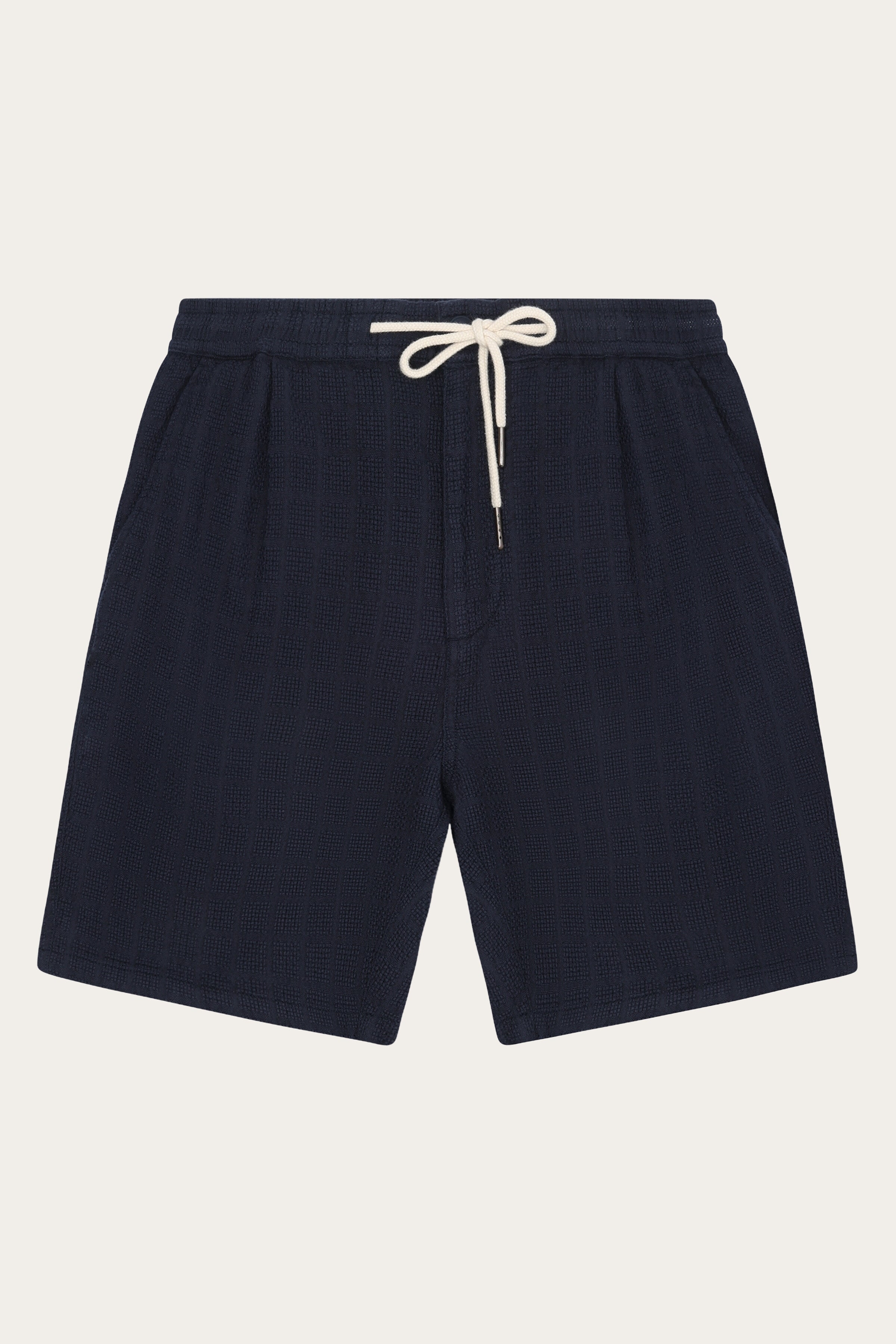 Image of KnowledgeCotton Apparel mannen vegan Shorts Fig Losse Structuur Nachthemel Marineblauw