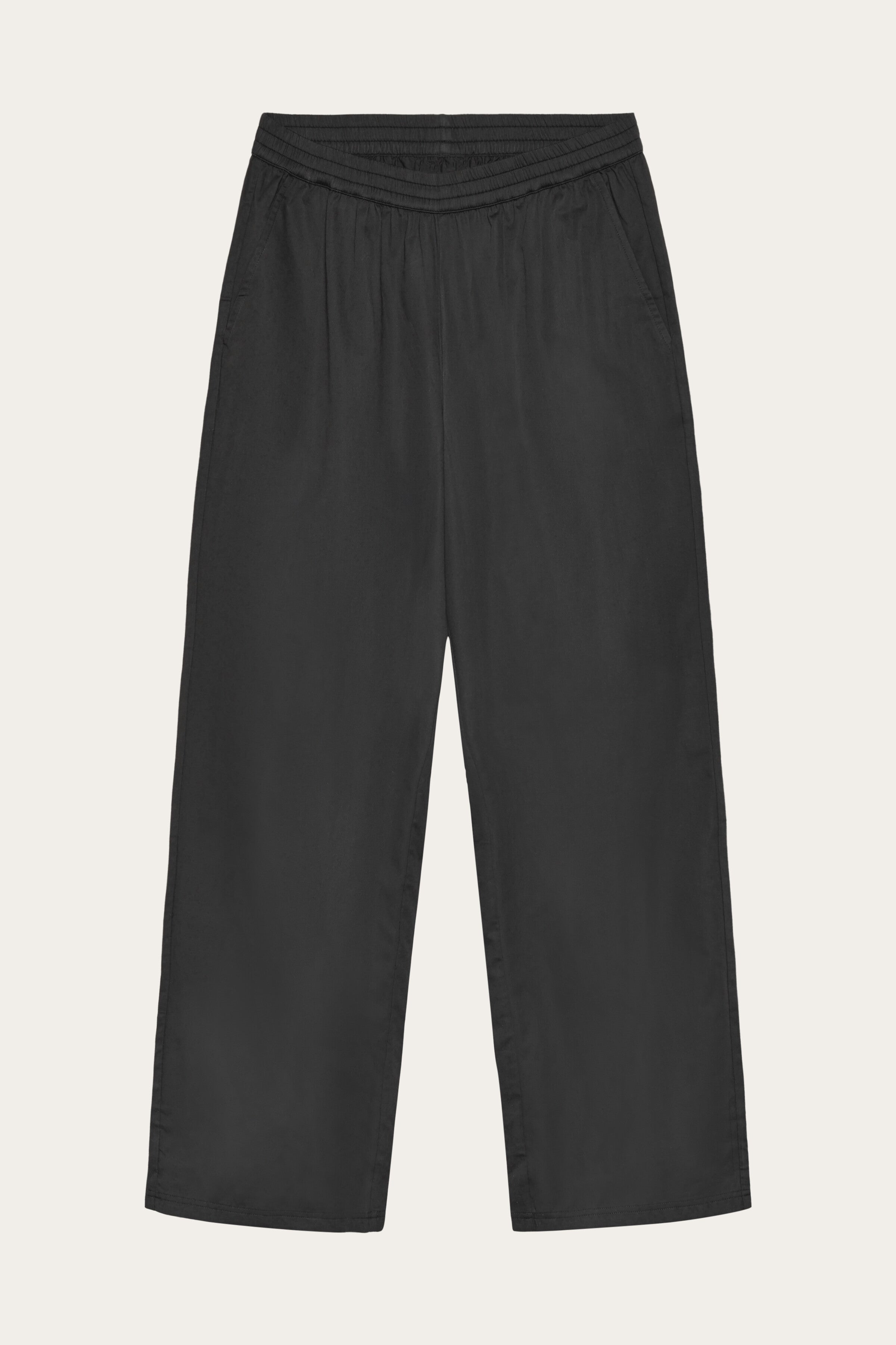 Image of KnowledgeCotton Apparel dames vegan Posey Broek Met Wijde Satijnen Details, Zwart Gitzwart