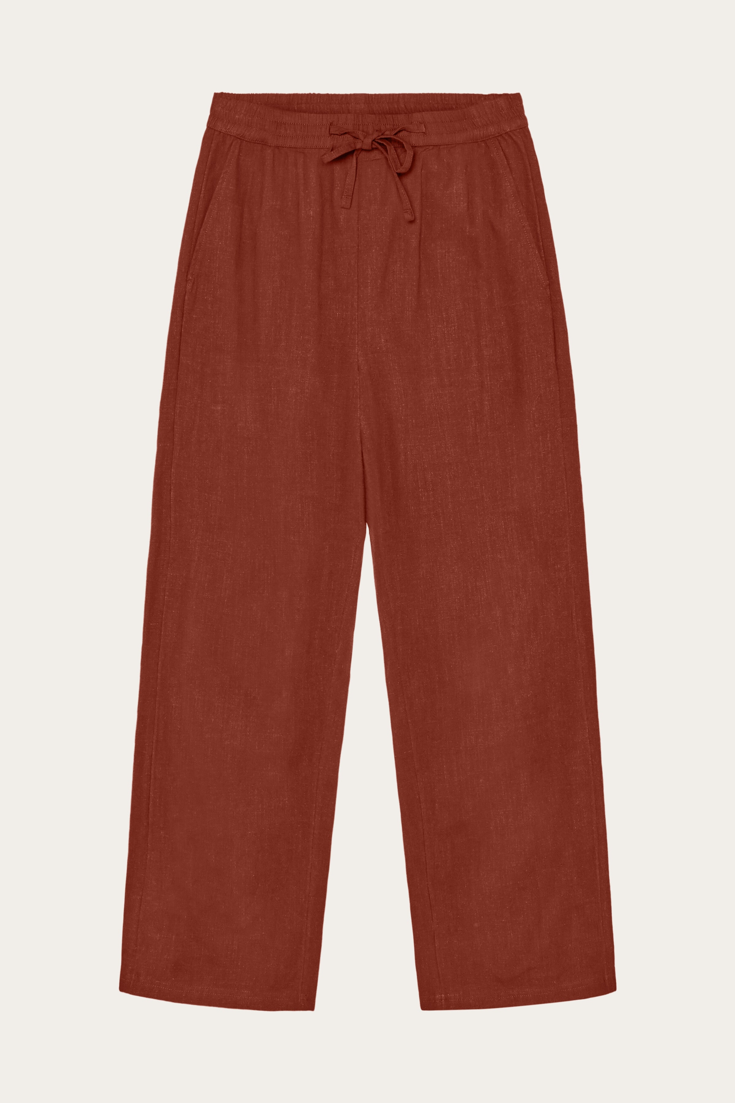 Image of KnowledgeCotton Apparel dames vegan Broek Posey Wide Satin Burnt Brick