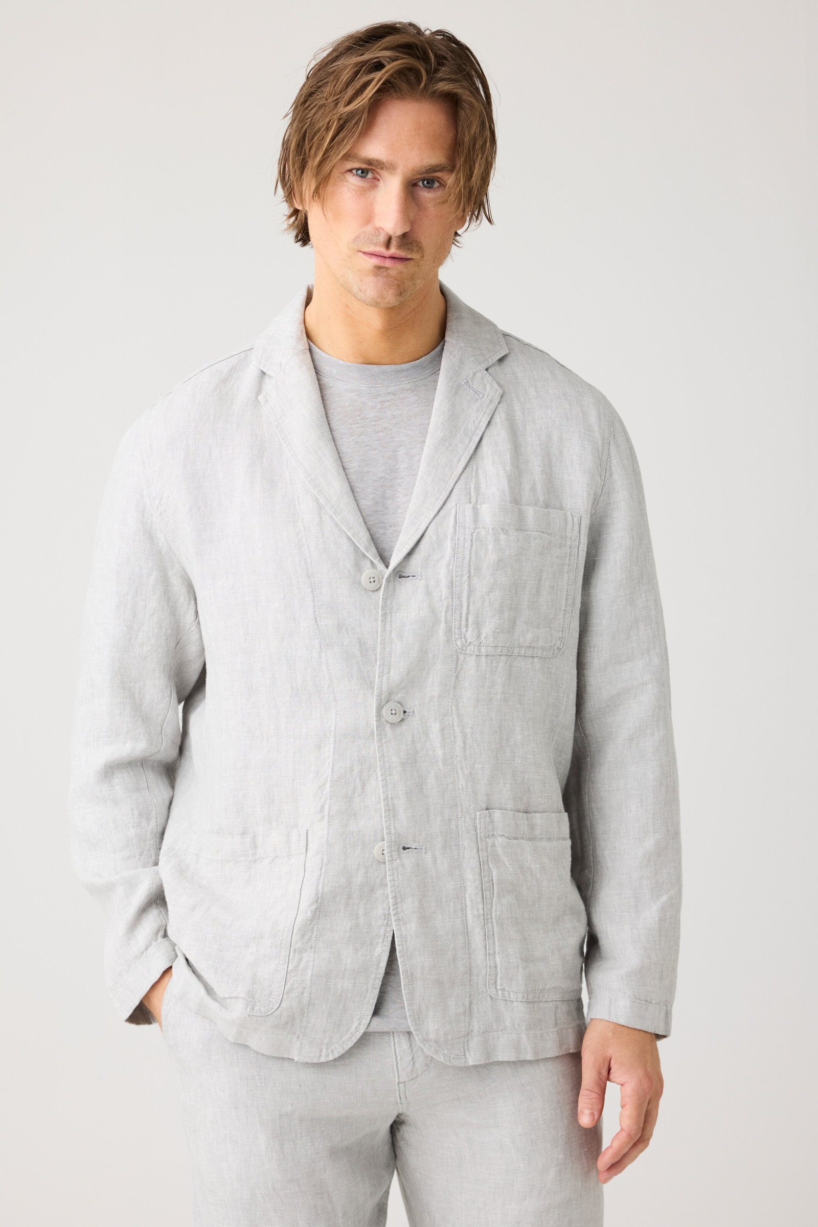 Image of KnowledgeCotton Apparel mannen vegan Blazer Linen Ultimate Grey
