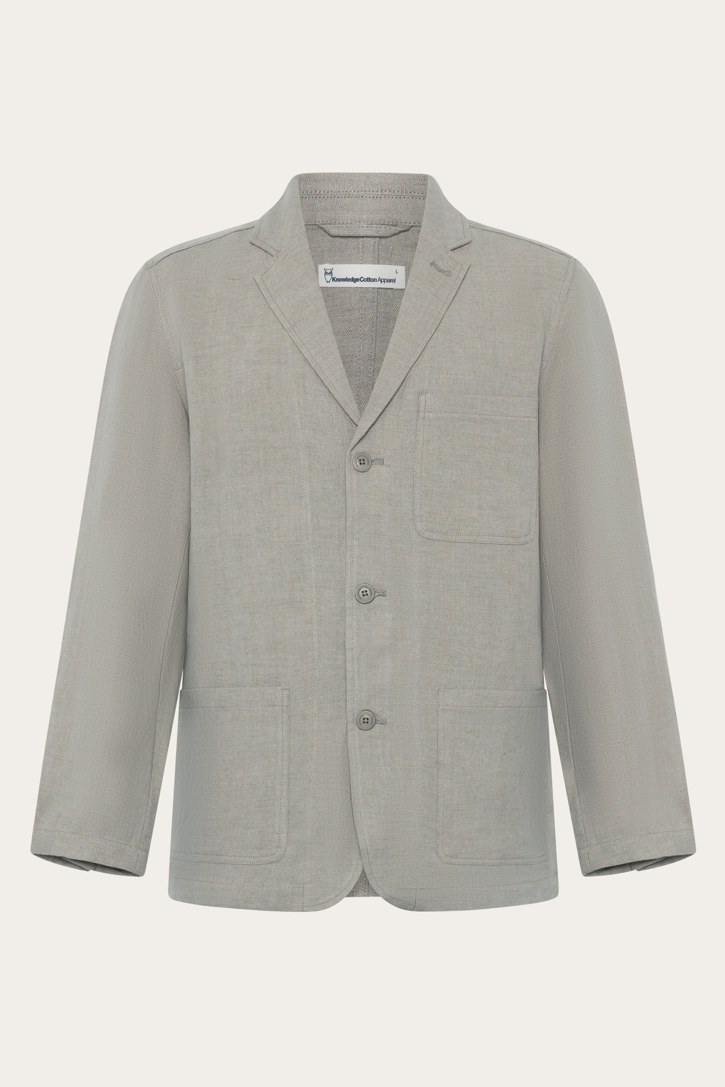 Image of KnowledgeCotton Apparel mannen vegan Blazer Van Linnen Keperstof, Geverfd In Beige