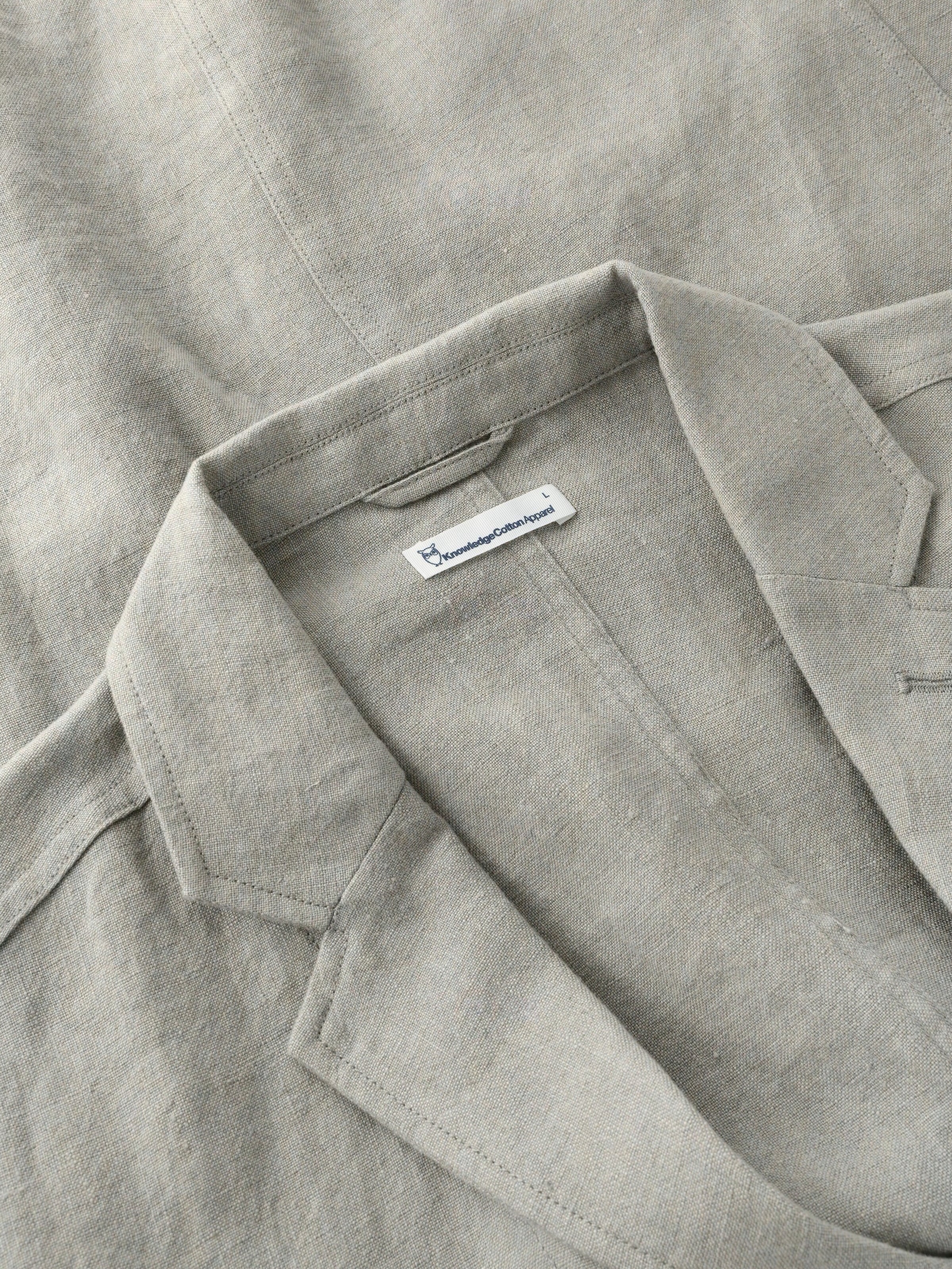 KnowledgeCotton Apparel men vegan Blazer Linen Twill Yarndyed Beige