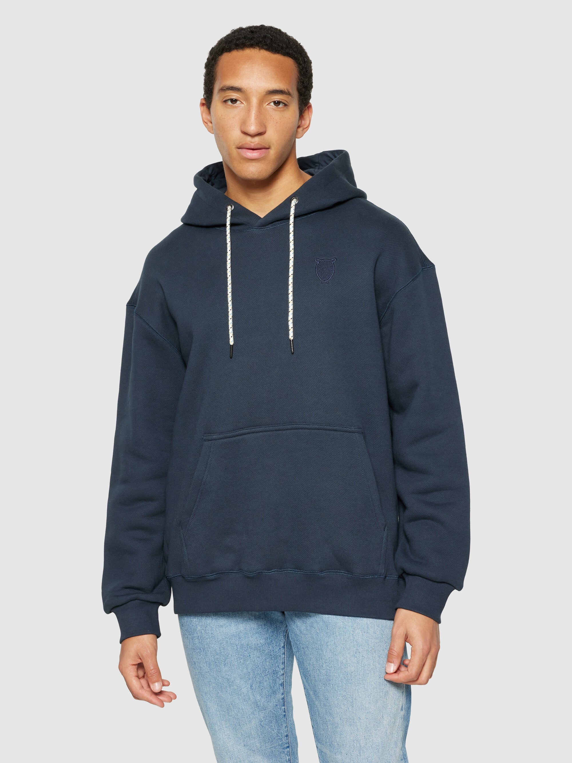KnowledgeCotton Apparel men vegan Hoodie Loose Kangaroo Pocket Total Eclipse